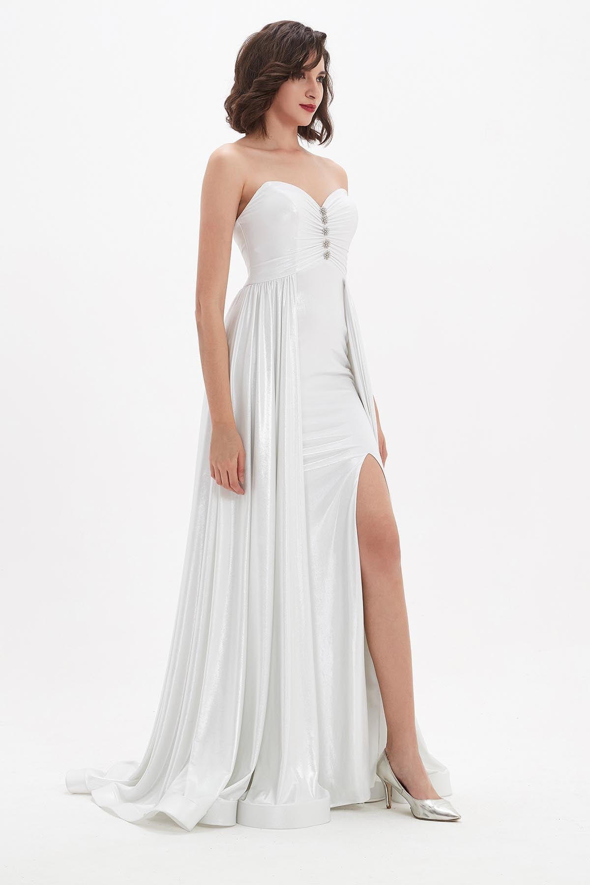 A-line Sweetheart Sleeveless Full Length Polyester Wedding Dresses
