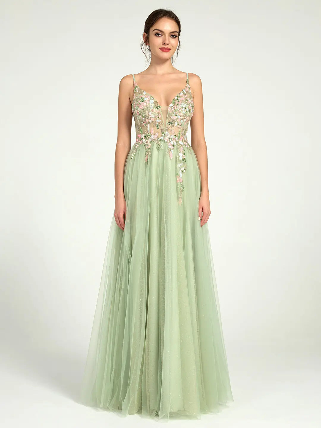 Beaded Floral A-Line Maxi Dress with Plunge Neck | Wedding, Prom & Formal Dress Carlyna Beaded Floral A-Line Maxi Dress with Plunge Neck | Wedding, Prom & Formal Dress Carlyna