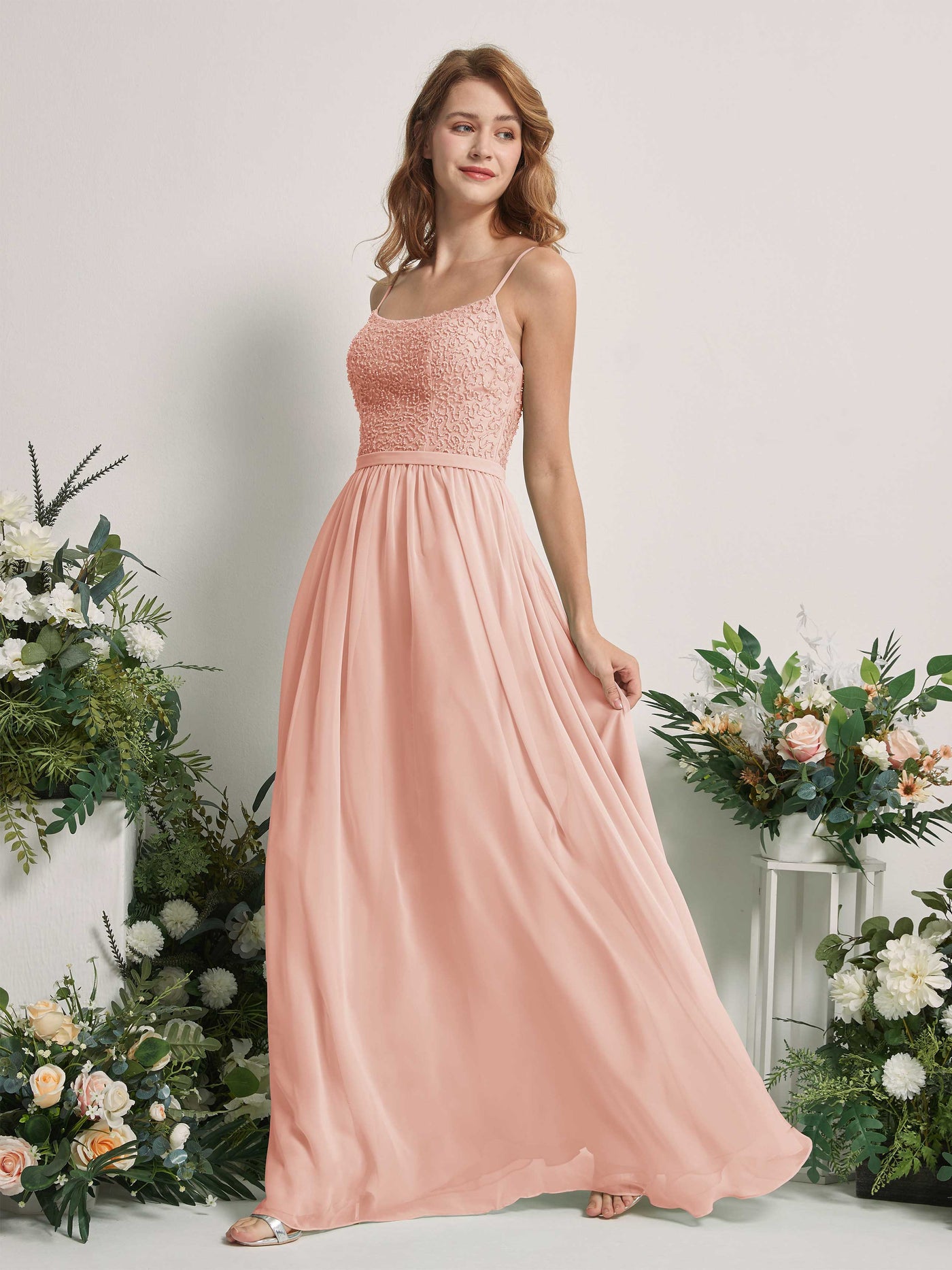 Pearl Pink Bridesmaid Dresses A-line Open back Spaghetti-straps Sleeveless Dresses (83220108)#color_pearl-pink