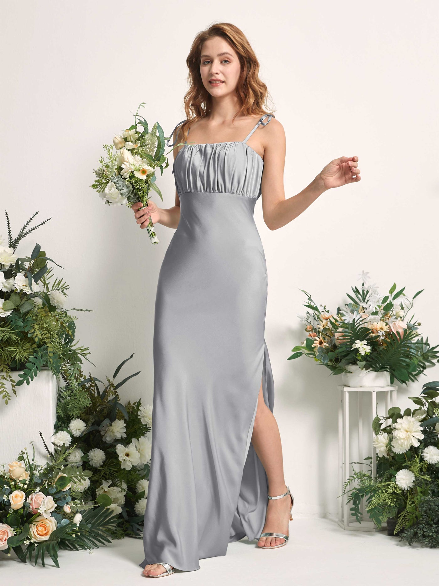 Dove Bridesmaid Dresses Bridesmaid Dress Mermaid/Trumpet Satin Spaghetti-straps Full Length Sleeveless Wedding Party Dress (80225411)#color_dove