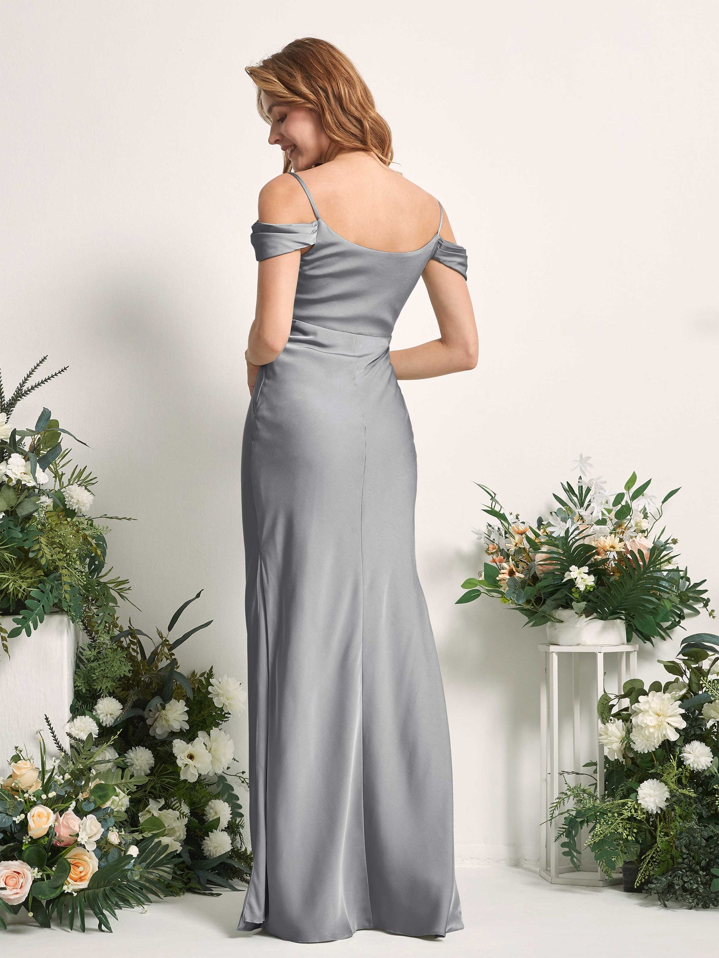 Steel Gray Bridesmaid Dresses Bridesmaid Dress Mermaid/Trumpet Satin Off Shoulder Full Length Sleeveless Wedding Party Dress (80225307)#color_steel-gray