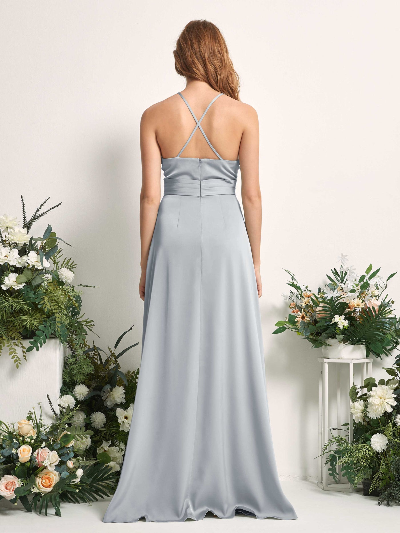 Baby Blue Bridesmaid Dresses Bridesmaid Dress A-line Satin Spaghetti-straps Full Length Sleeveless Wedding Party Dress (80225701)#color_baby-blue