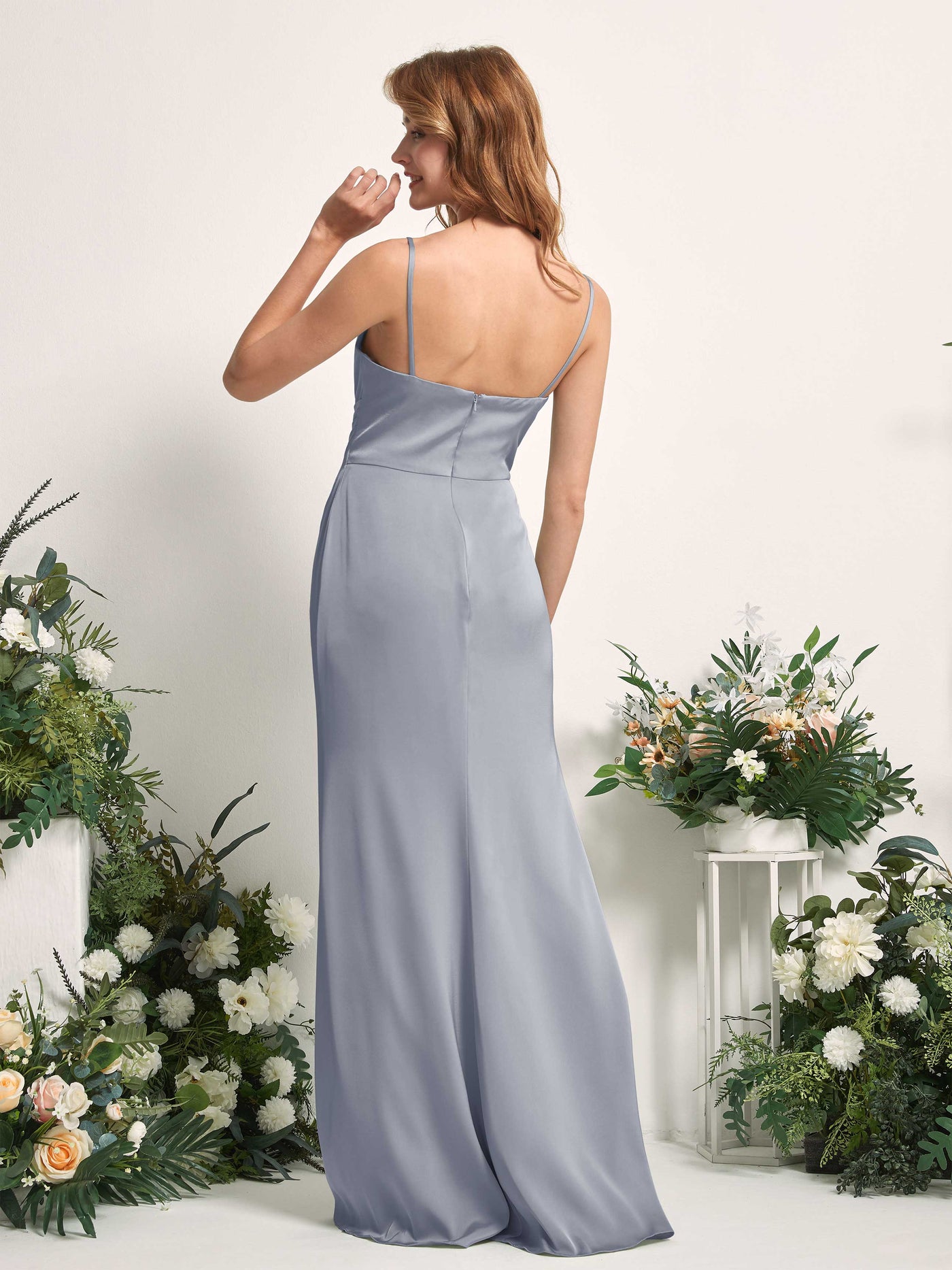 Dusty Blue Bridesmaid Dresses Bridesmaid Dress Mermaid/Trumpet Satin Spaghetti-straps Full Length Sleeveless Wedding Party Dress (80225978)#color_dusty-blue