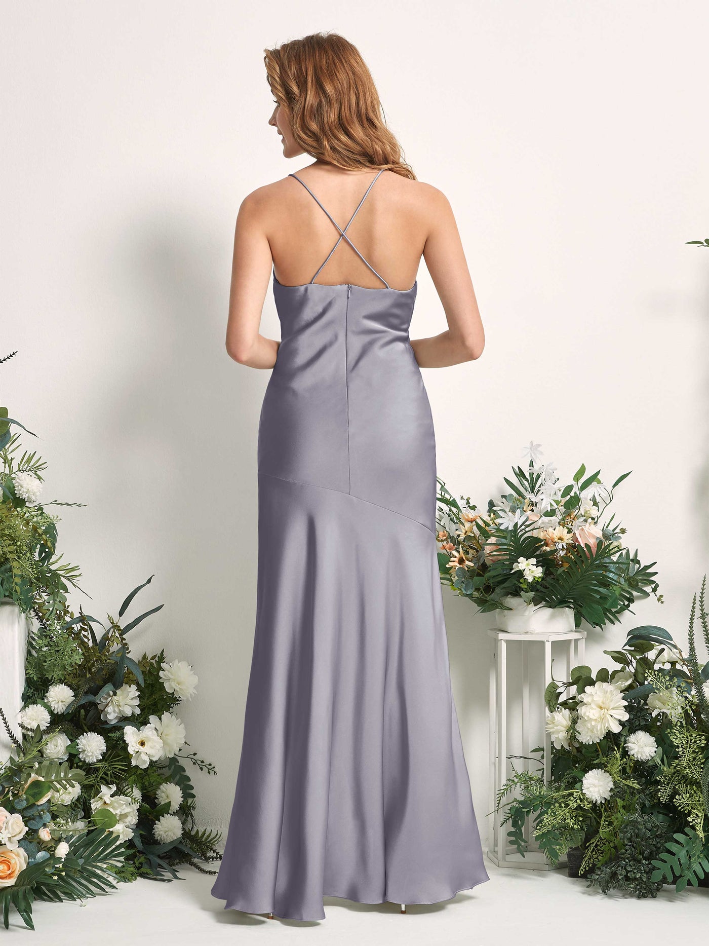 Purple Haze Bridesmaid Dresses Bridesmaid Dress Mermaid/Trumpet Satin Spaghetti-straps High Low Sleeveless Wedding Party Dress (80226150)#color_purple-haze