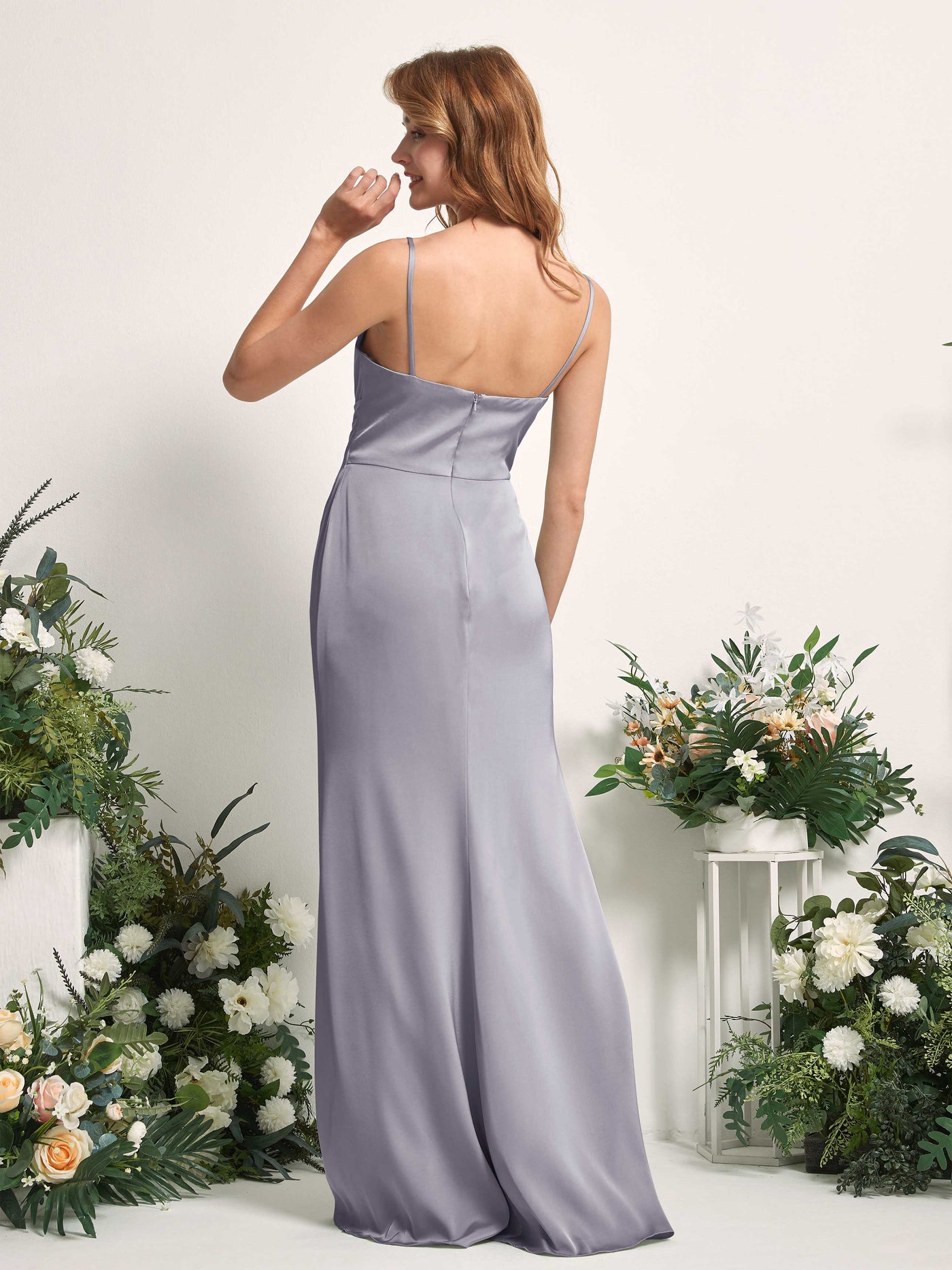 Purple Haze Bridesmaid Dresses Bridesmaid Dress Mermaid/Trumpet Satin Spaghetti-straps Full Length Sleeveless Wedding Party Dress (80225950)#color_purple-haze