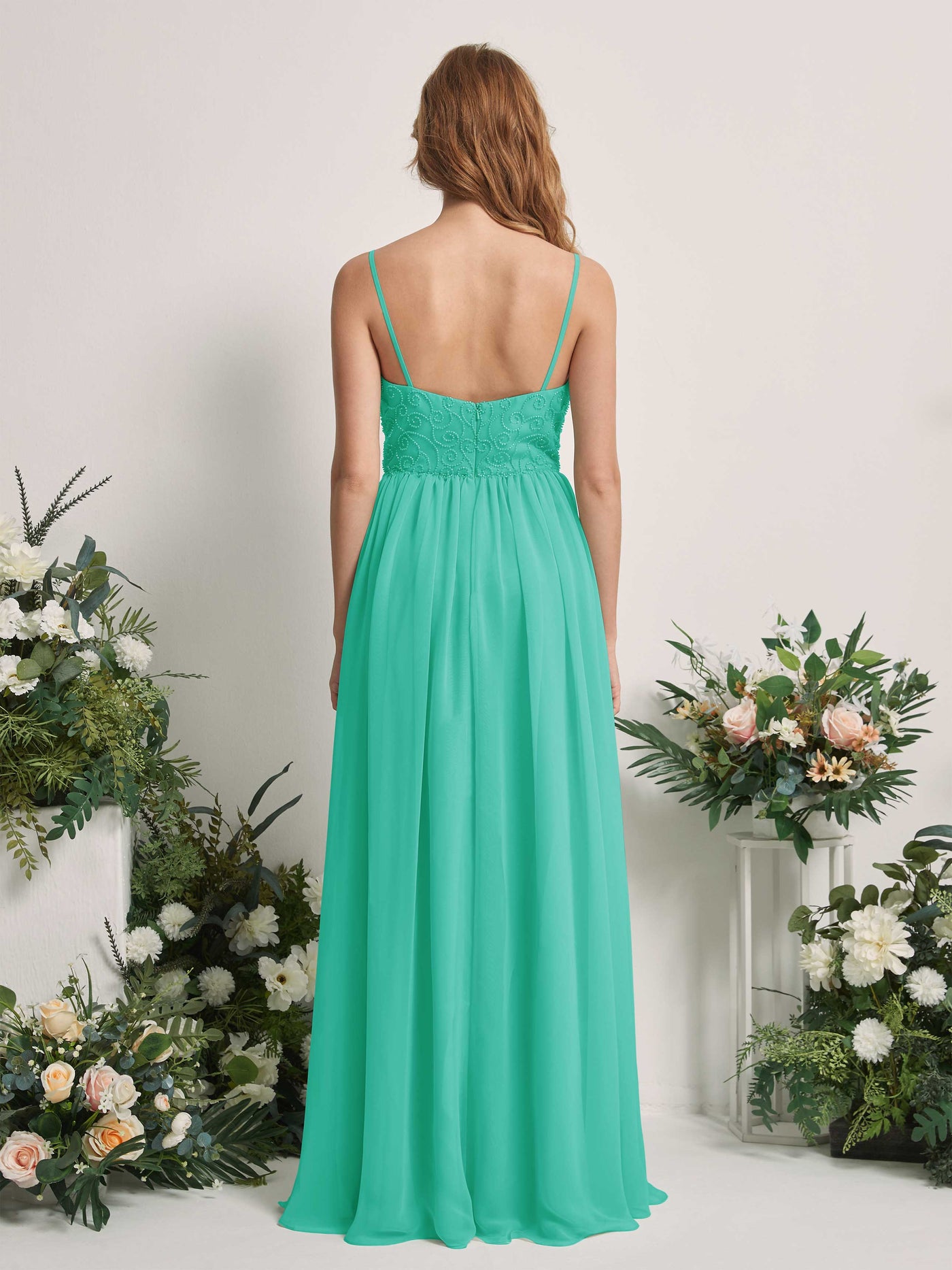 Tiffany Bridesmaid Dresses A-line Spaghetti-straps Sleeveless Chiffon Dresses (83221232)#color_tiffany