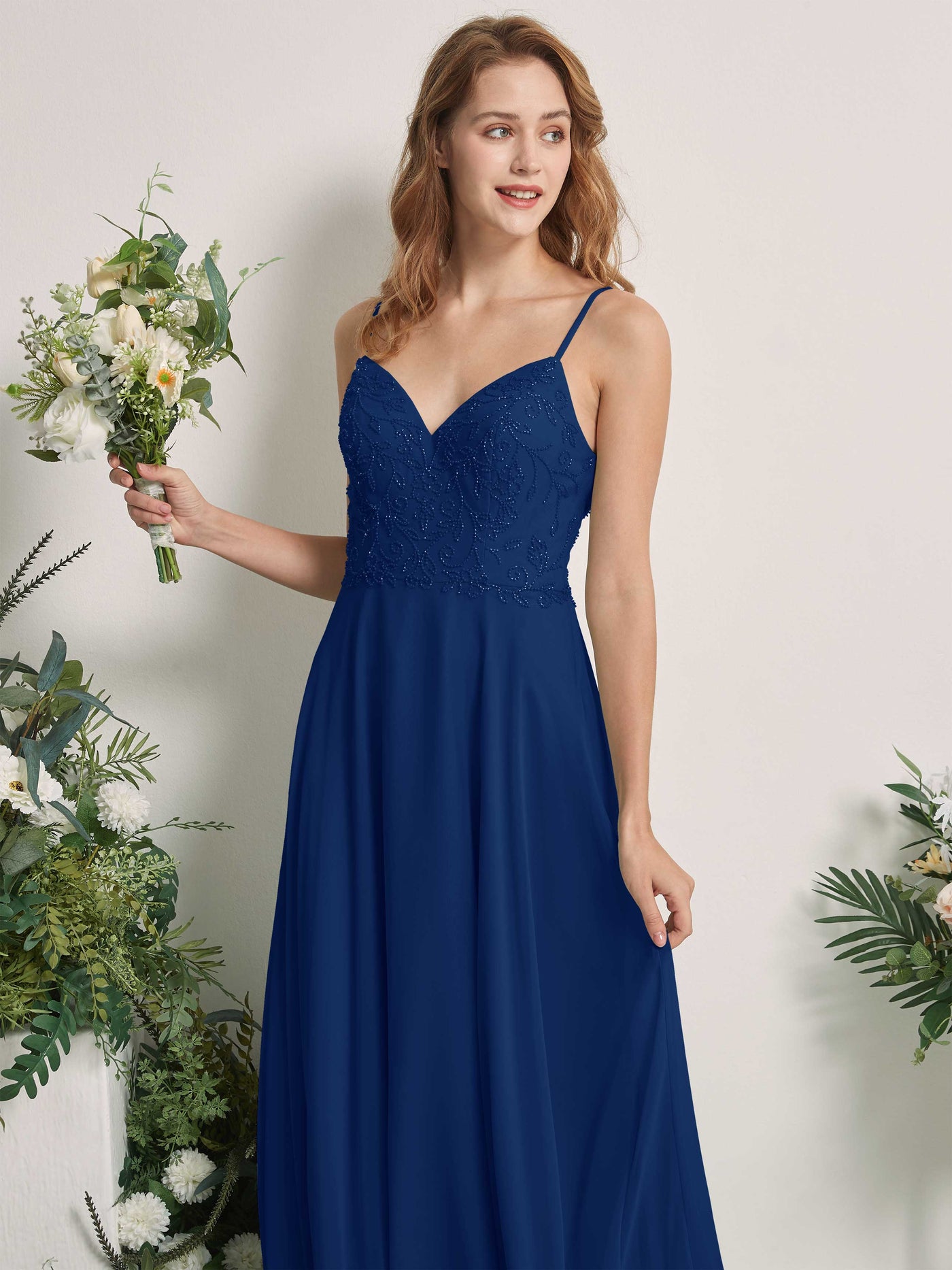 Royal Blue Bridesmaid Dresses A-line Open back Spaghetti-straps Sleeveless Dresses (83221137)#color_royal-blue