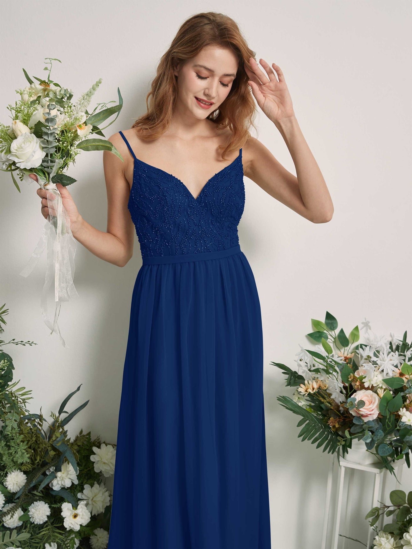 Royal Blue Bridesmaid Dresses A-line Spaghetti-straps Sleeveless Chiffon Dresses (81226537)#color_royal-blue