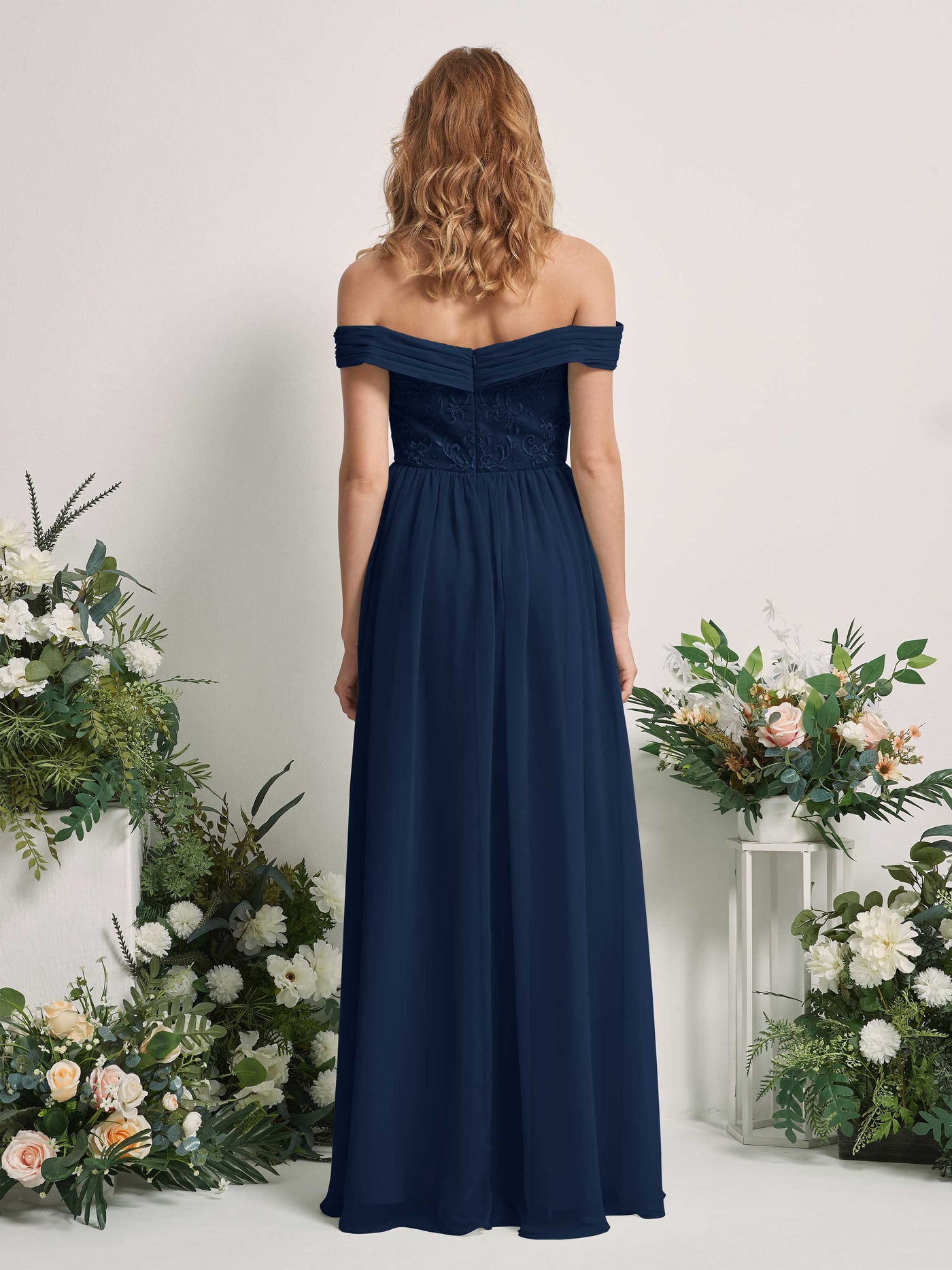 Navy Bridesmaid Dresses Ball Gown Off Shoulder Sleeveless Chiffon Dresses (83220413)#color_navy