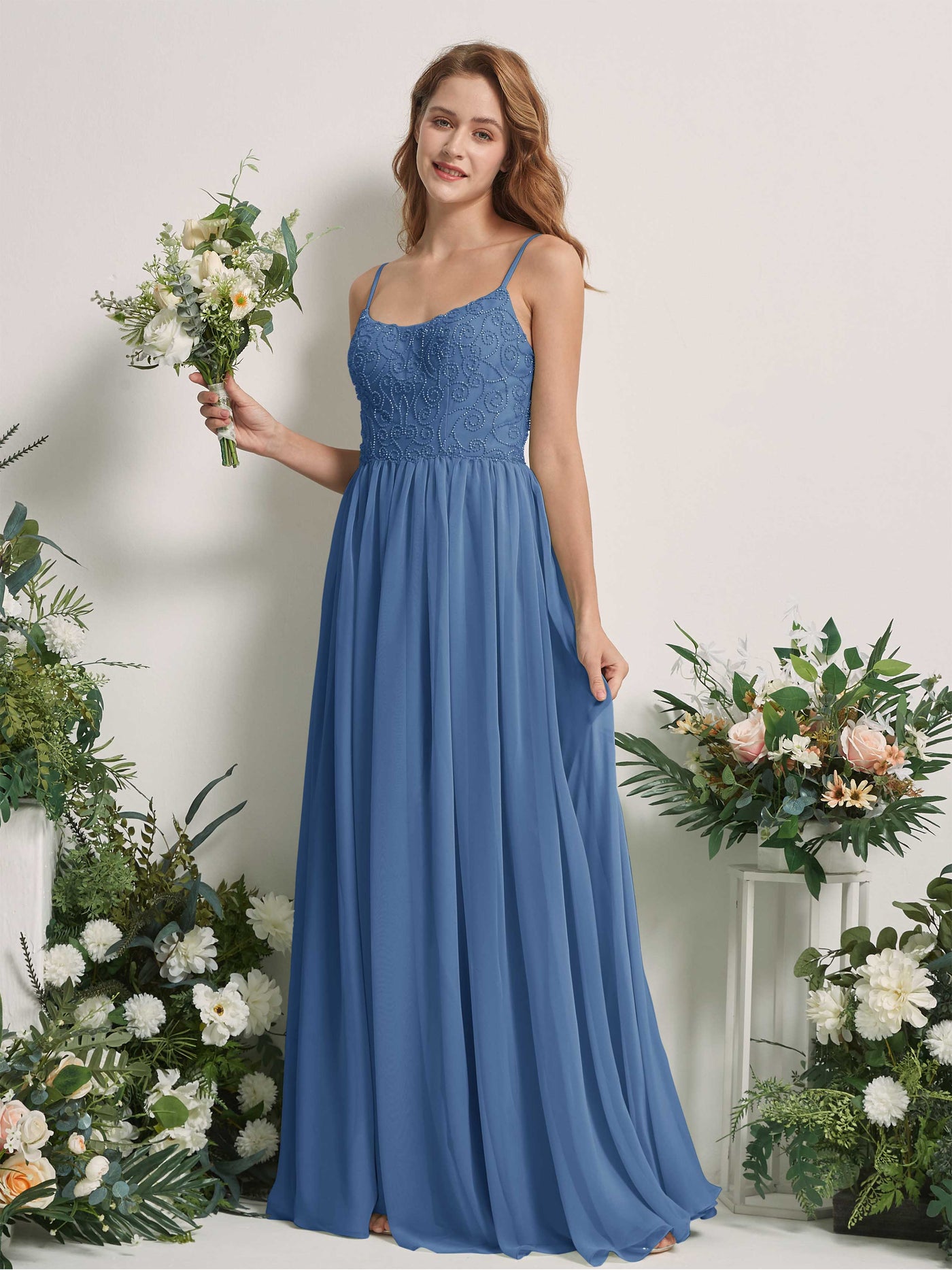 Dusty Blue Bridesmaid Dresses A-line Spaghetti-straps Sleeveless Chiffon Dresses (83221210)#color_dusty-blue