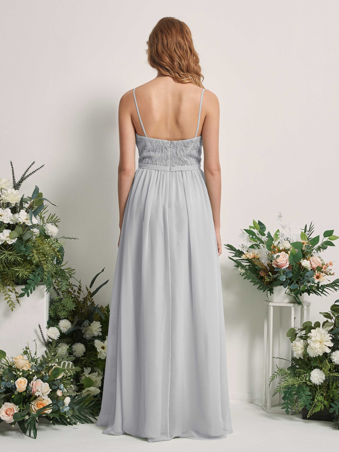 Silver Bridesmaid Dresses A-line Spaghetti-straps Sleeveless Chiffon Dresses (81226527)#color_silver