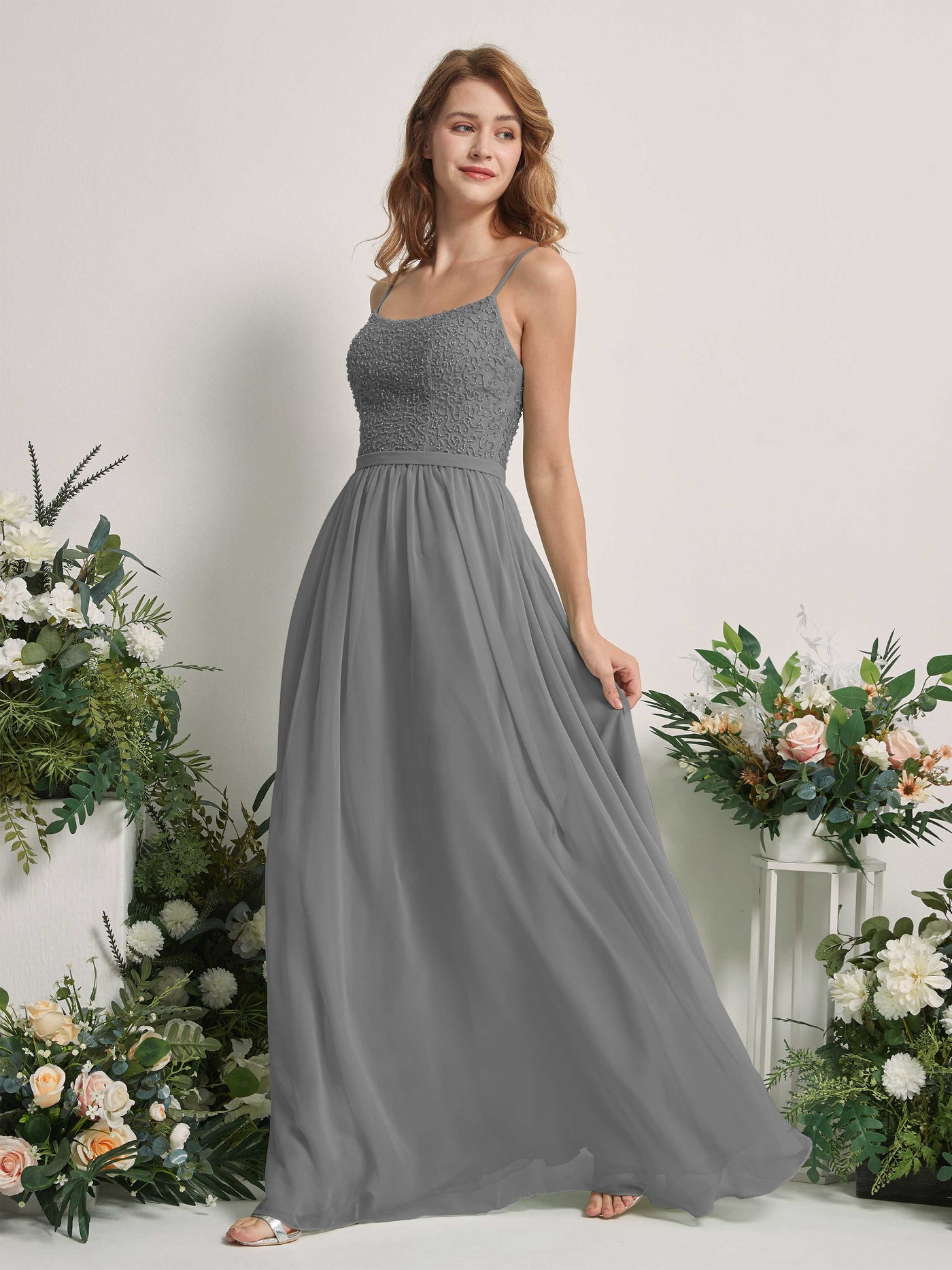 Steel Gray Bridesmaid Dresses A-line Open back Spaghetti-straps Sleeveless Dresses (83220120)#color_steel-gray