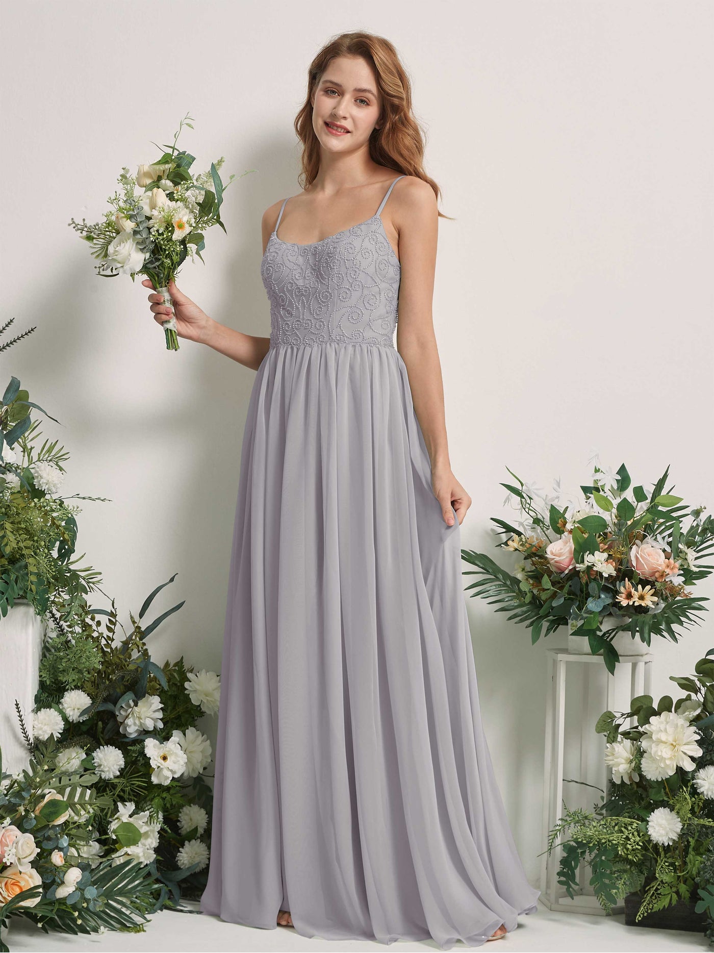 Dove Bridesmaid Dresses A-line Spaghetti-straps Sleeveless Chiffon Dresses (83221225)#color_dove