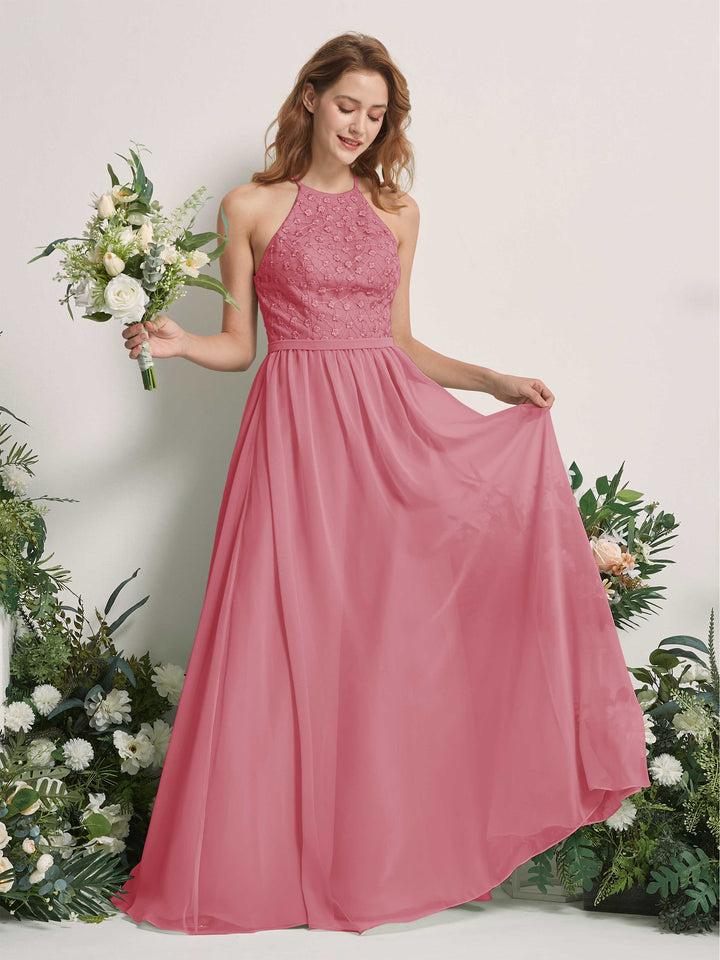 Desert Rose Bridesmaid Dresses A-line Halter Sleeveless Chiffon Dresses (83220811)