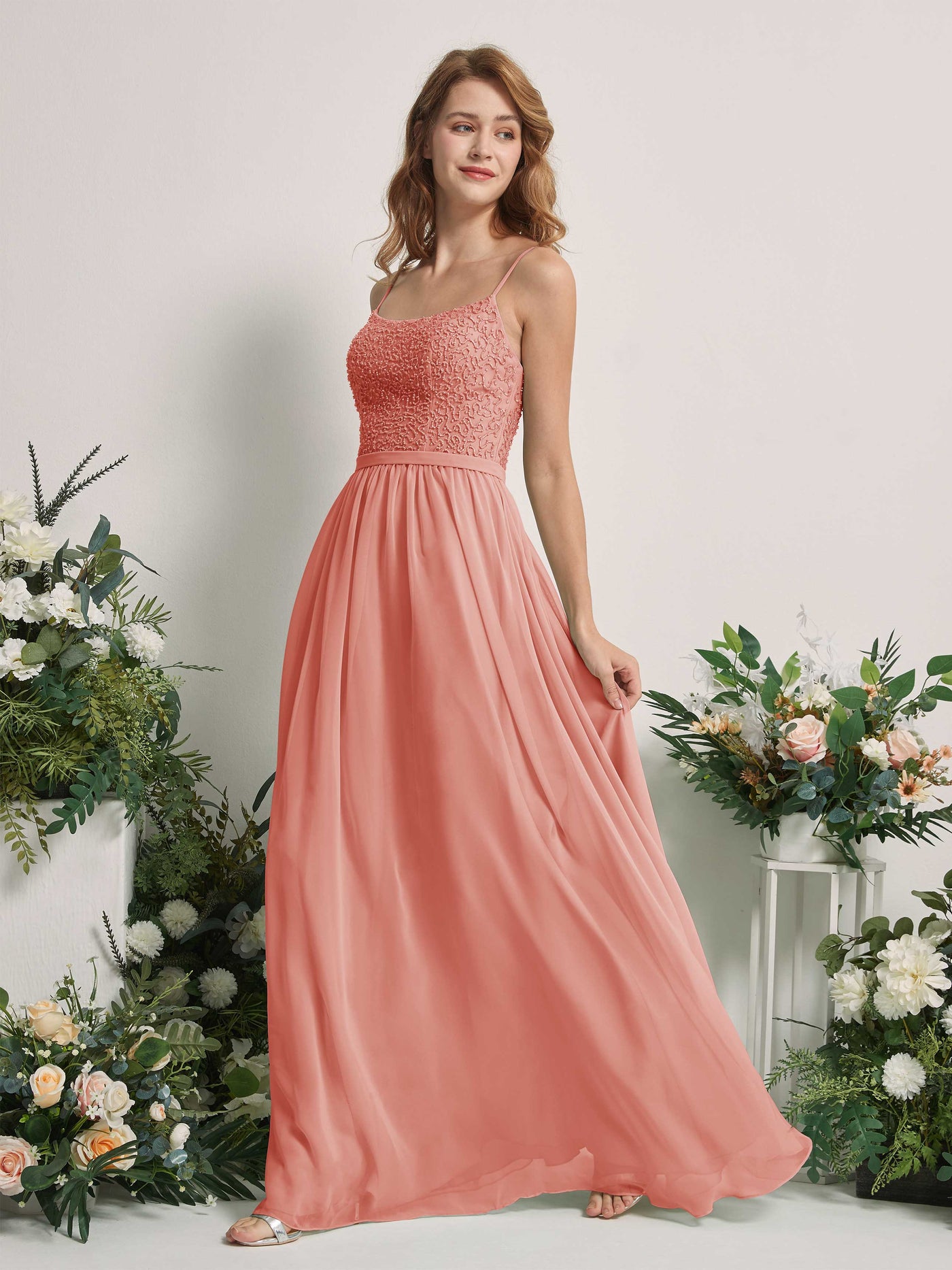 Champagne Rose Bridesmaid Dresses A-line Open back Spaghetti-straps Sleeveless Dresses (83220106)#color_champagne-rose