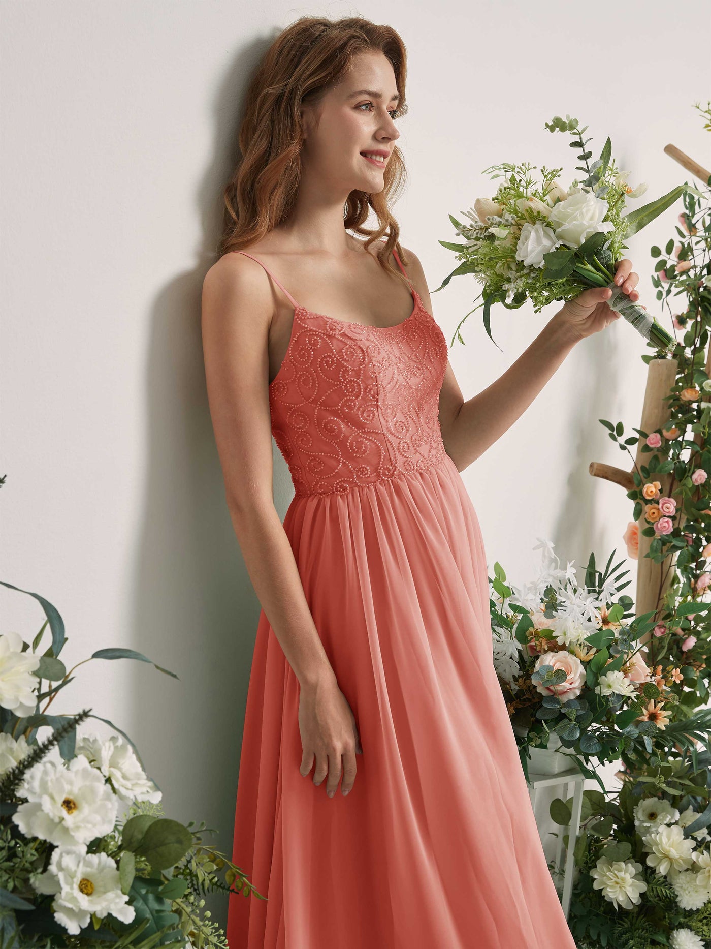 Champagne Rose Bridesmaid Dresses A-line Spaghetti-straps Sleeveless Chiffon Dresses (83221206)#color_champagne-rose