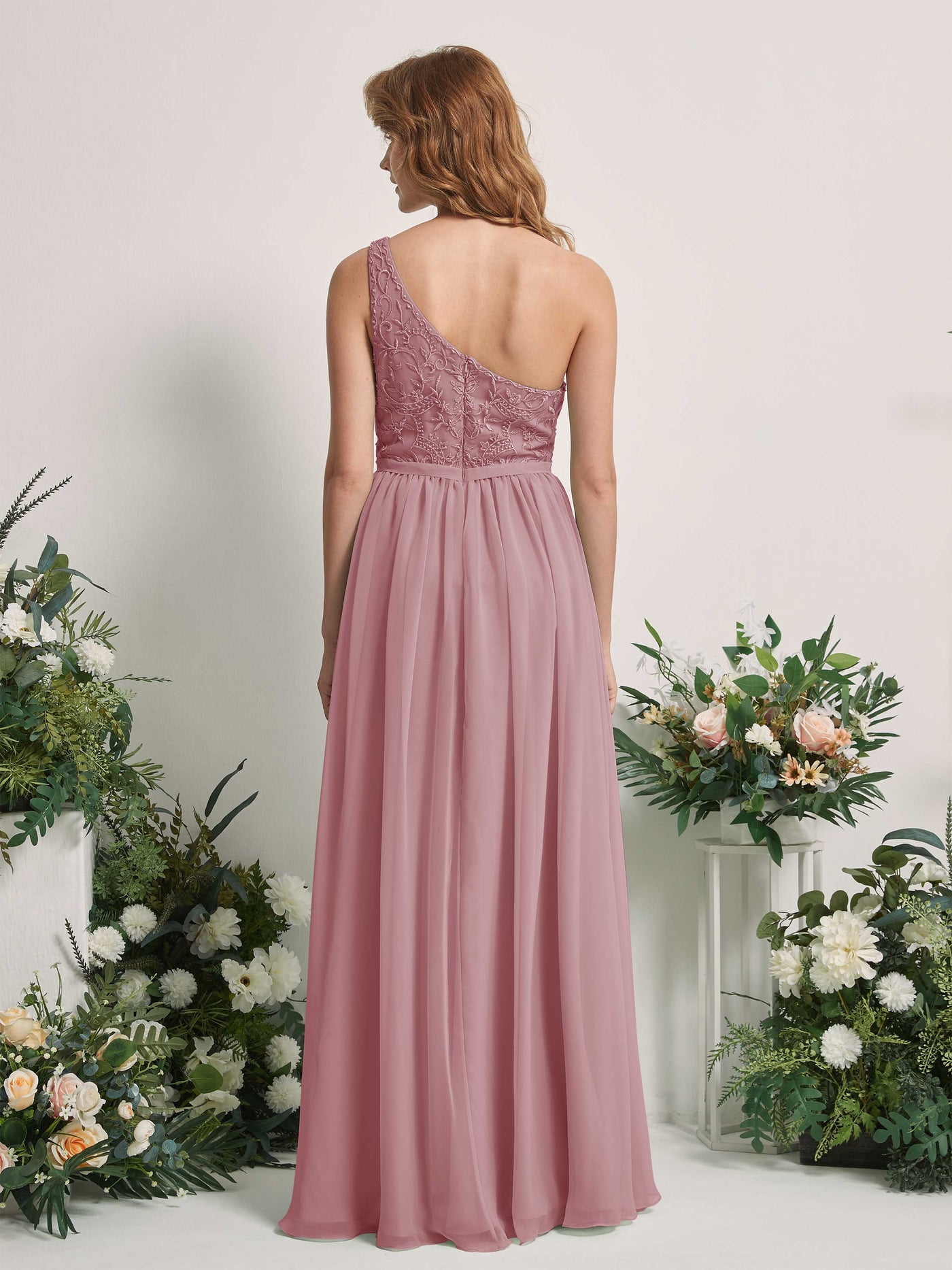 Vintage Mauve Bridesmaid Dresses A-line Open back One Shoulder Sleeveless Dresses (83220501)#color_vintage-mauve