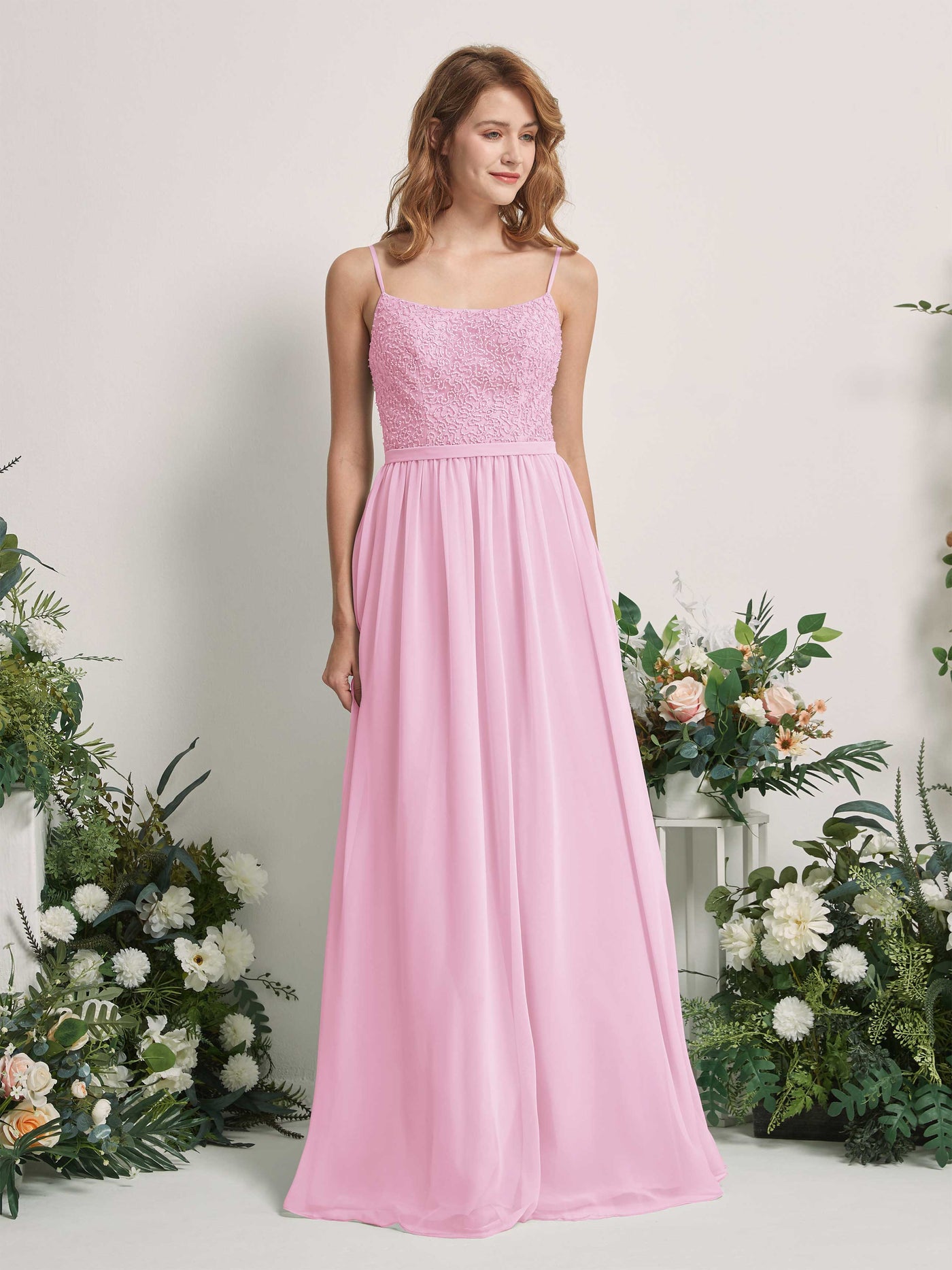 Candy Pink Bridesmaid Dresses A-line Open back Spaghetti-straps Sleeveless Dresses (83220139)#color_candy-pink