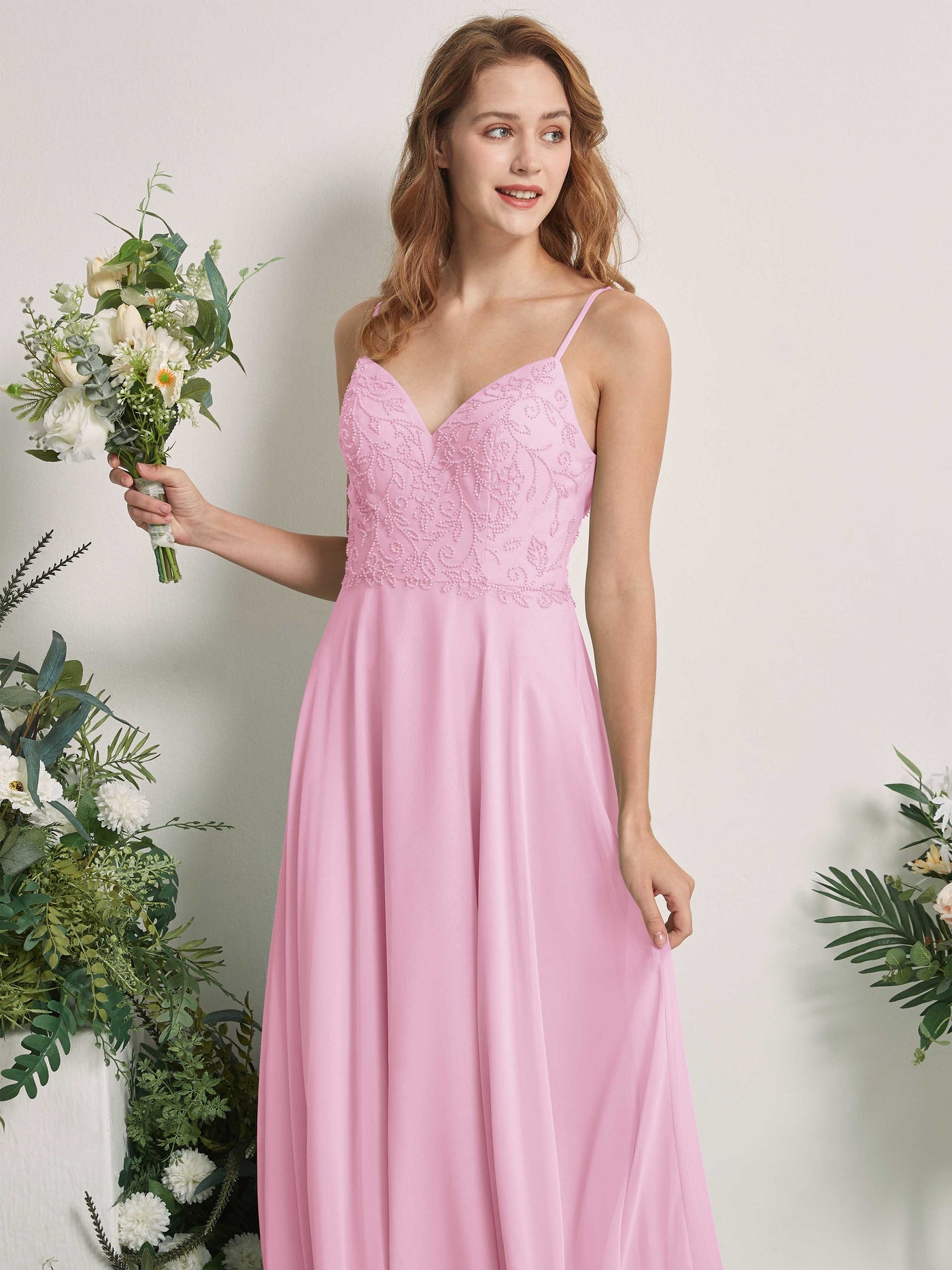 Candy Pink Bridesmaid Dresses A-line Open back Spaghetti-straps Sleeveless Dresses (83221139)#color_candy-pink