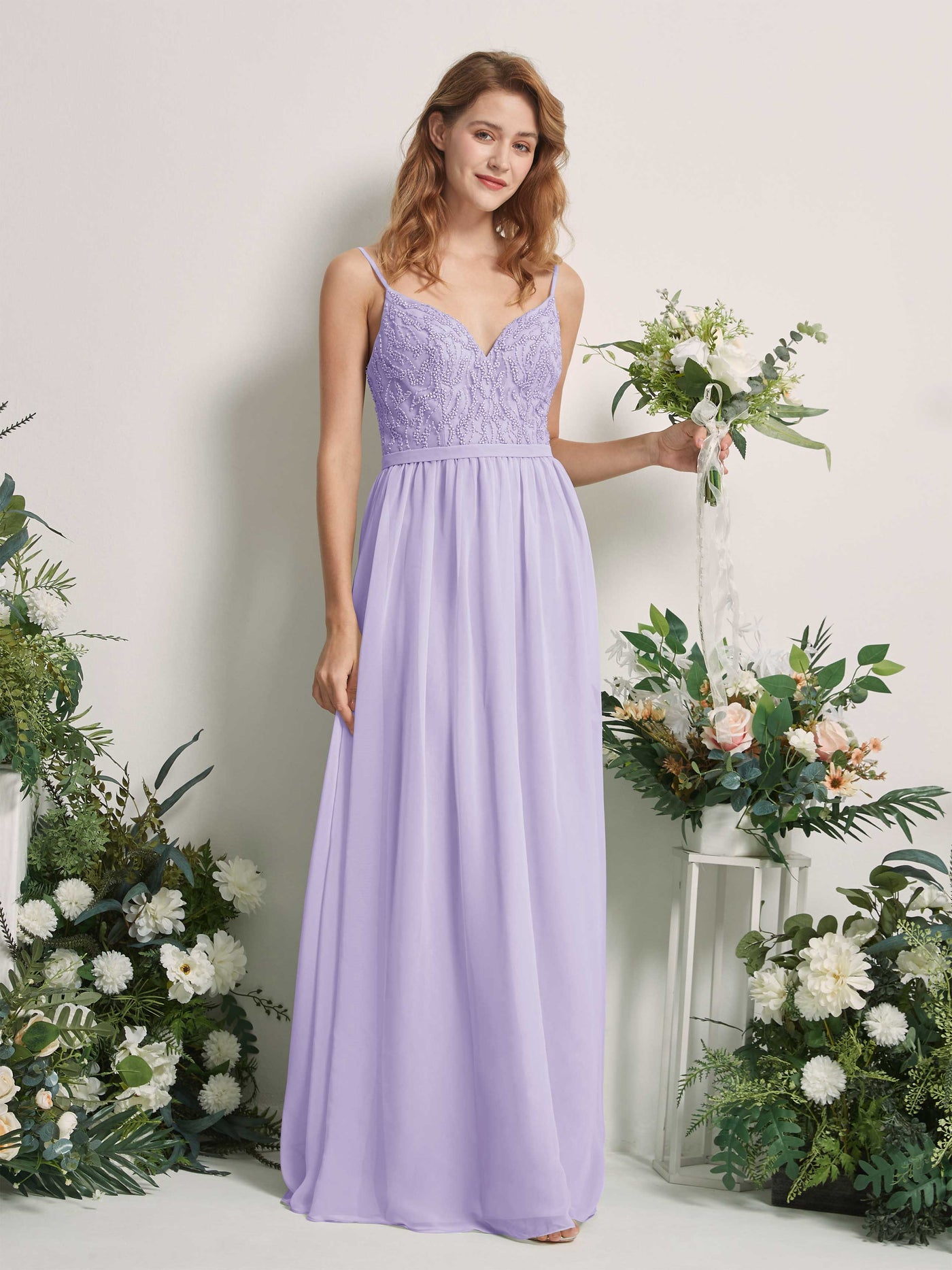 Lilac Bridesmaid Dresses A-line Spaghetti-straps Sleeveless Chiffon Dresses (81226514)#color_lilac