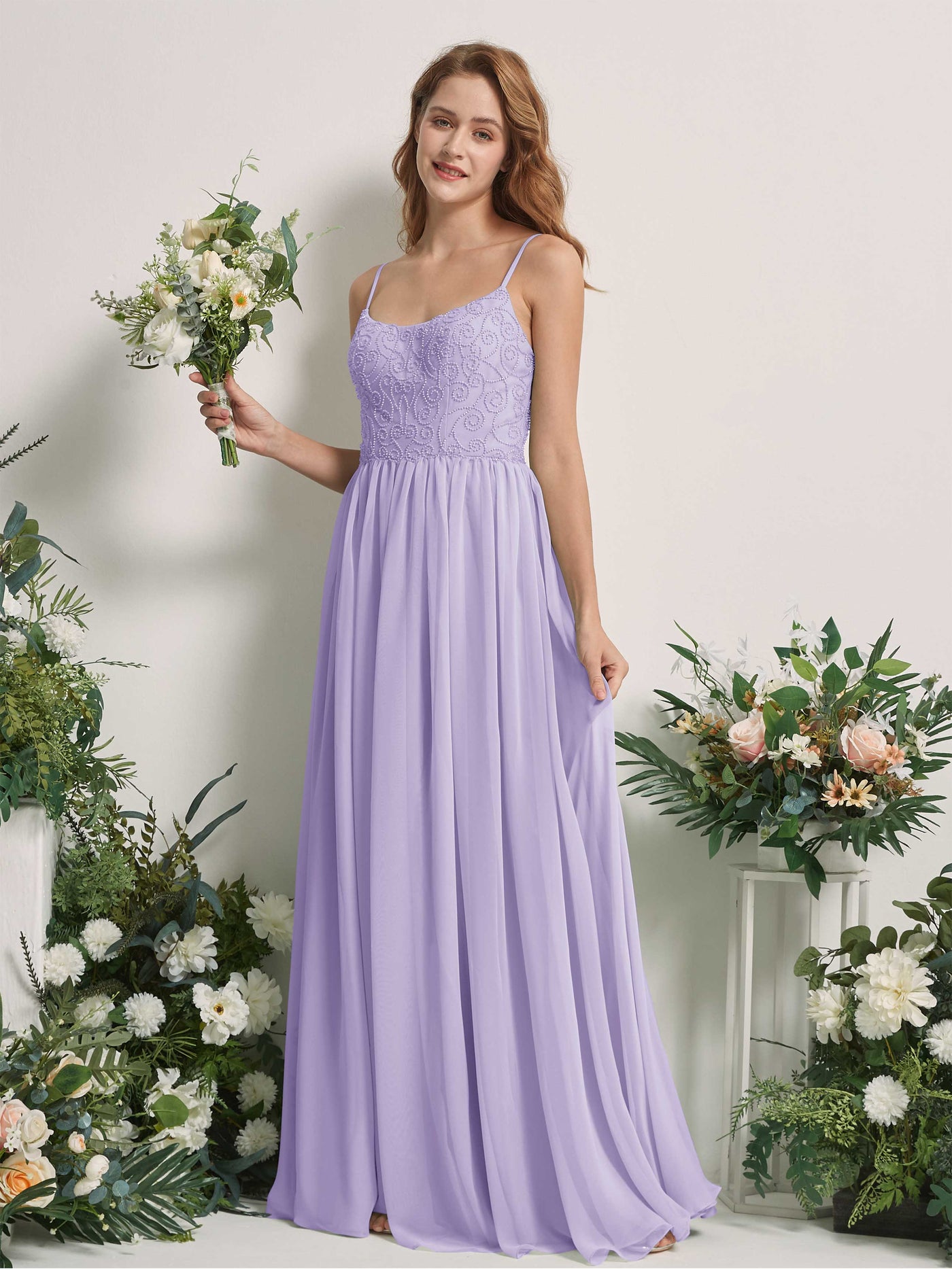 Lilac Bridesmaid Dresses A-line Spaghetti-straps Sleeveless Chiffon Dresses (83221214)#color_lilac