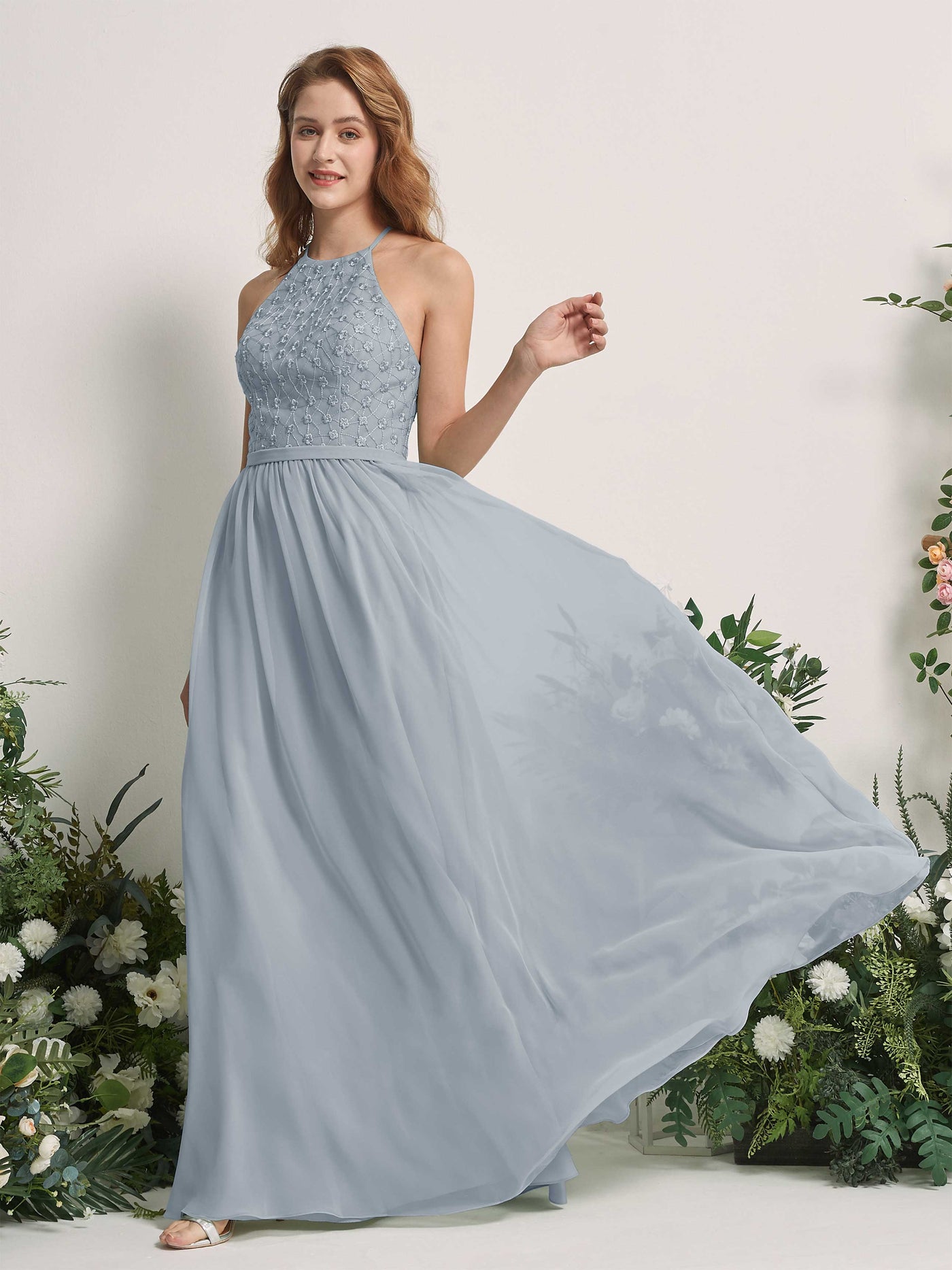 Dusty Blue-Upgrade Bridesmaid Dresses A-line Halter Sleeveless Chiffon Dresses (83220804)#color_dusty-blue-upgrade