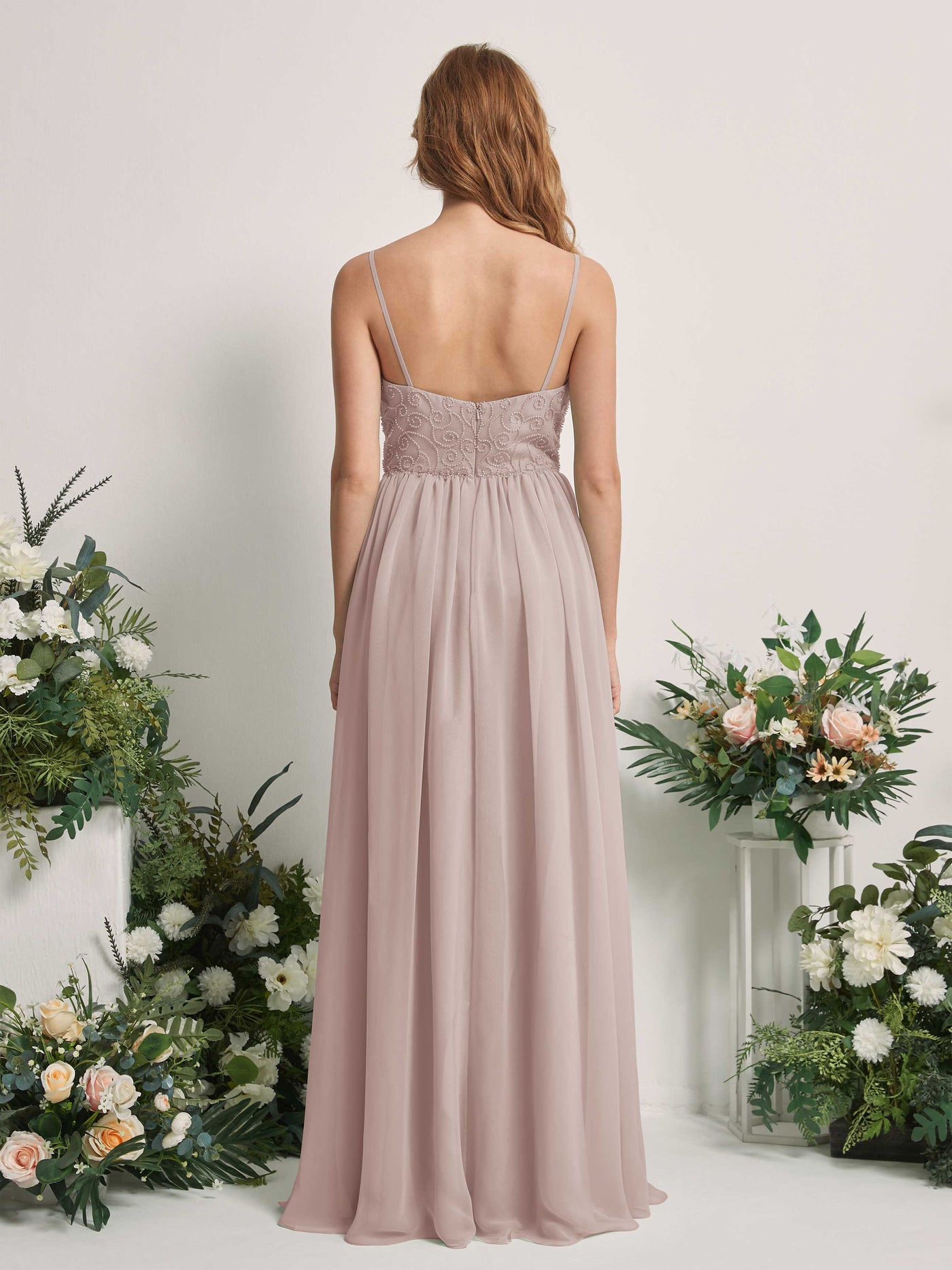 Taupe Bridesmaid Dresses A-line Spaghetti-straps Sleeveless Chiffon Dresses (83221224)#color_taupe
