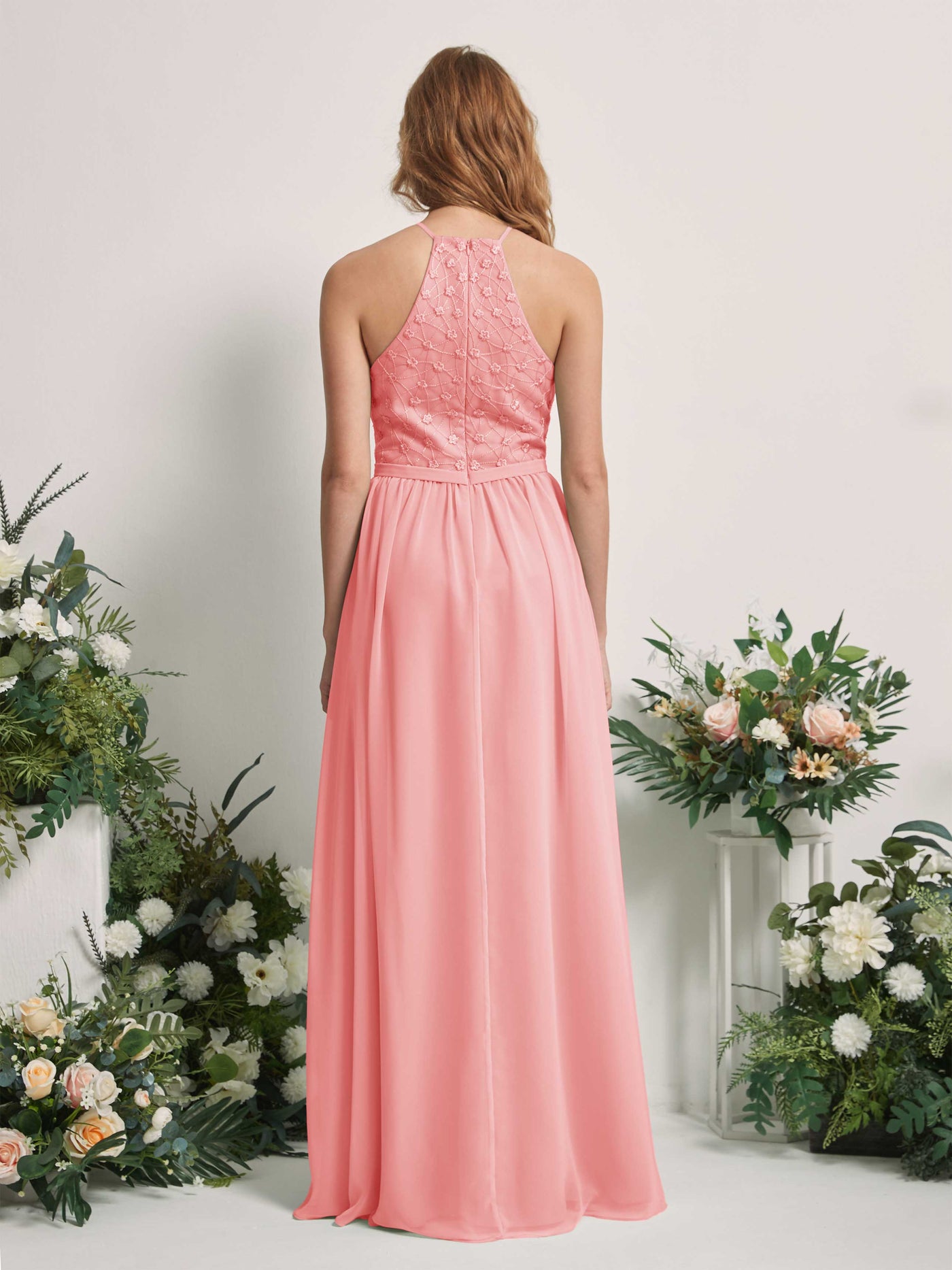 Ballet Pink Bridesmaid Dresses A-line Halter Sleeveless Chiffon Dresses (83220840)#color_ballet-pink