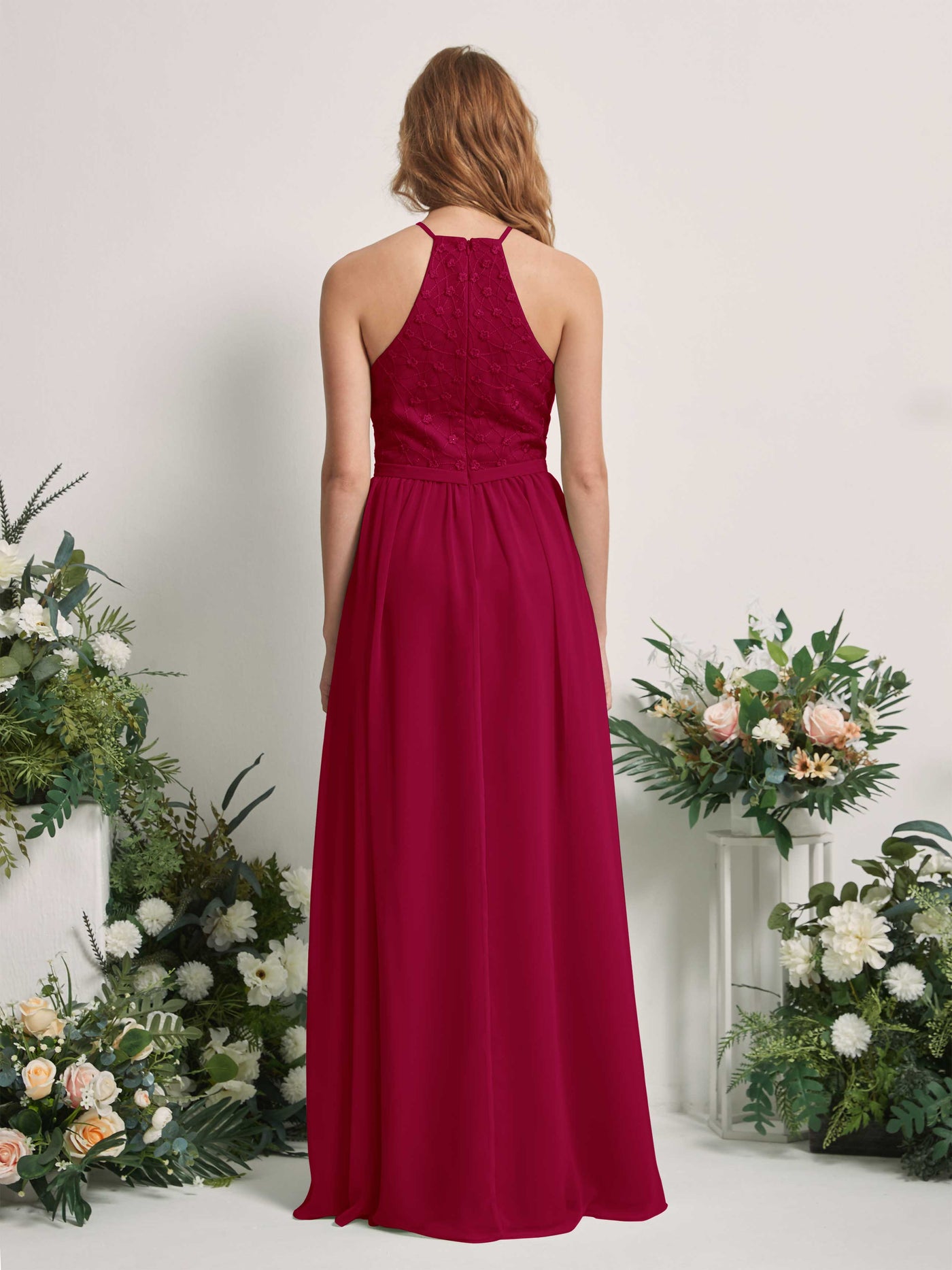 Jester Red Bridesmaid Dresses A-line Halter Sleeveless Chiffon Dresses (83220841)#color_jester-red