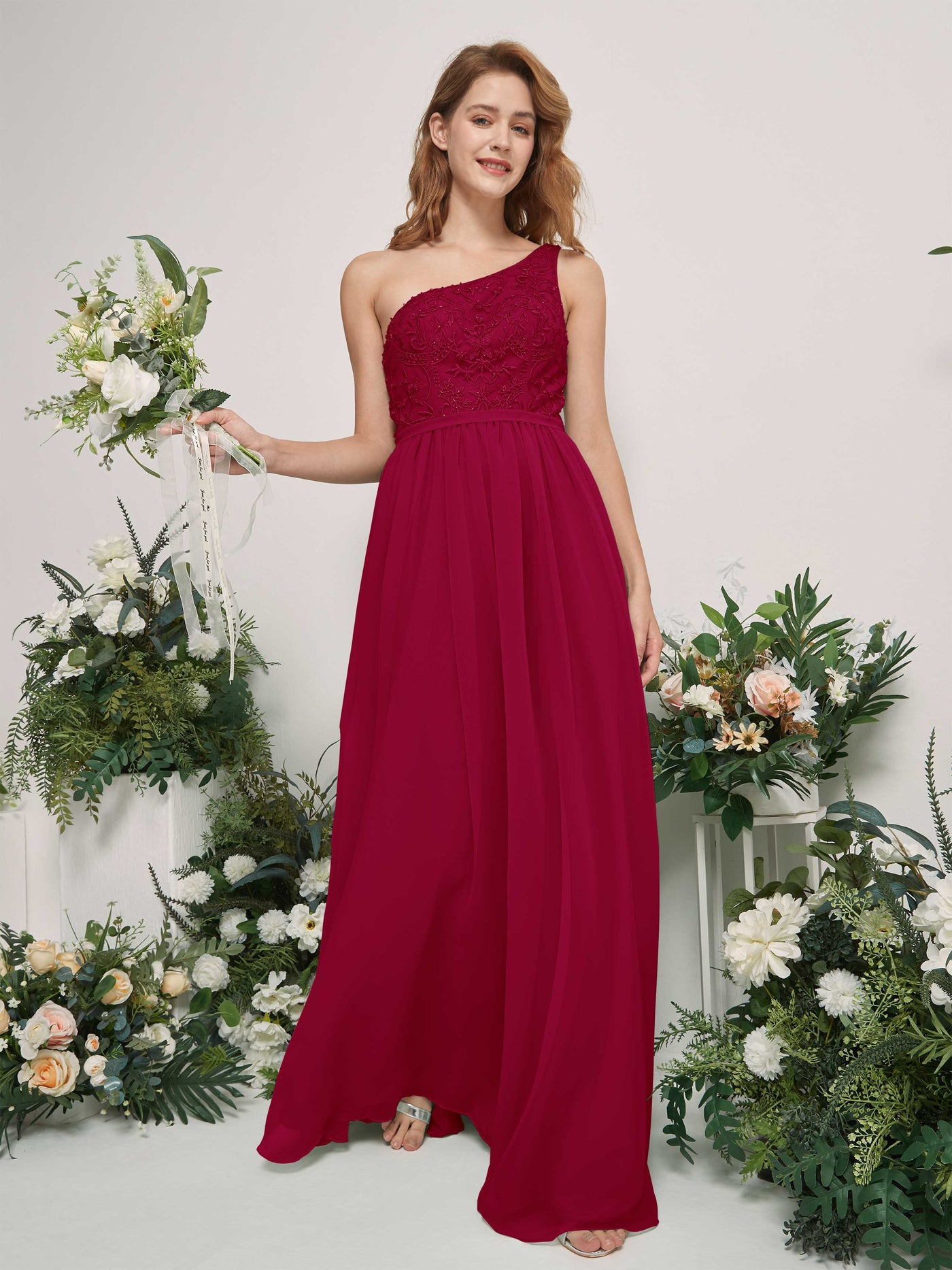 Jester Red Bridesmaid Dresses A-line Open back One Shoulder Sleeveless Dresses (83220541)#color_jester-red