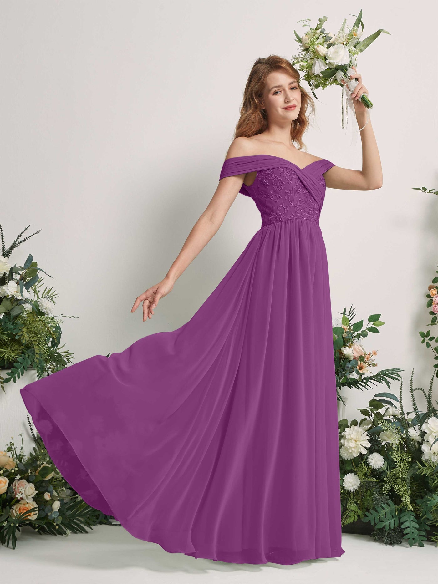 Purple Bridesmaid Dresses Ball Gown Off Shoulder Sleeveless Chiffon Dresses (83220436)#color_purple
