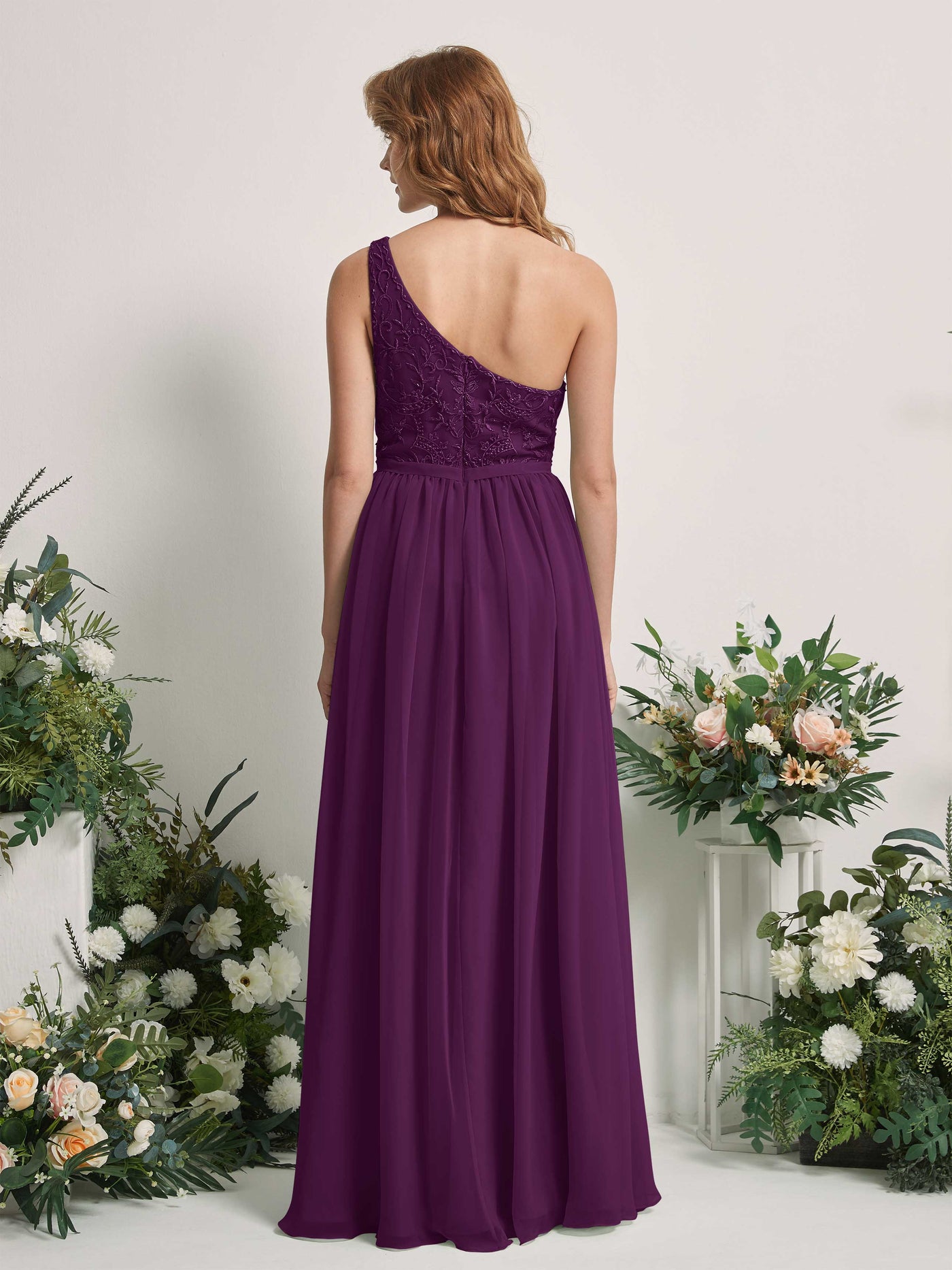Grape Bridesmaid Dresses A-line Open back One Shoulder Sleeveless Dresses (83220531)#color_grape