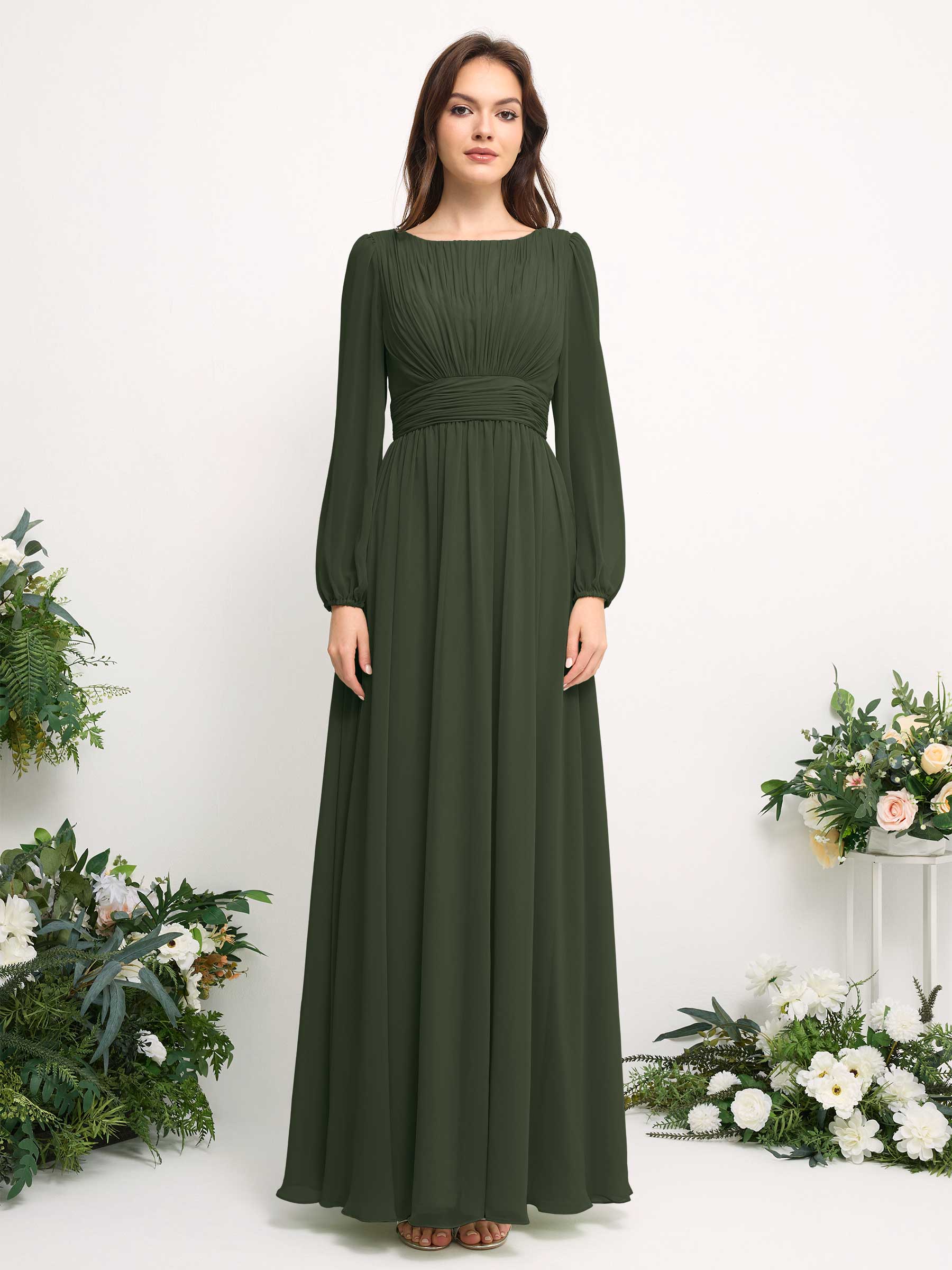 Steel Gray Chiffon Bridesmaid Dress A-Line Floor-Length