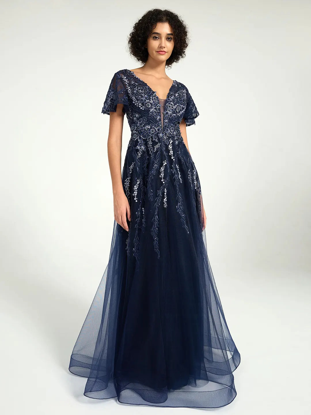 Navy A-Line Maxi Dress