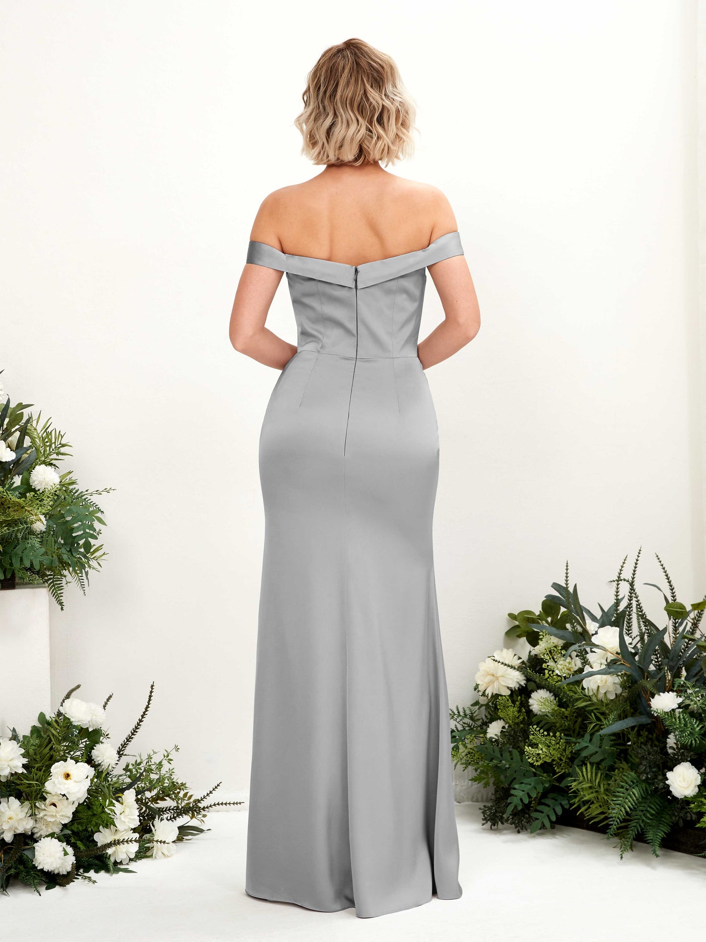 Sexy Slit Off Shoulder Sweetheart Satin Bridesmaid Dress - Dove (80223811)#color_dove