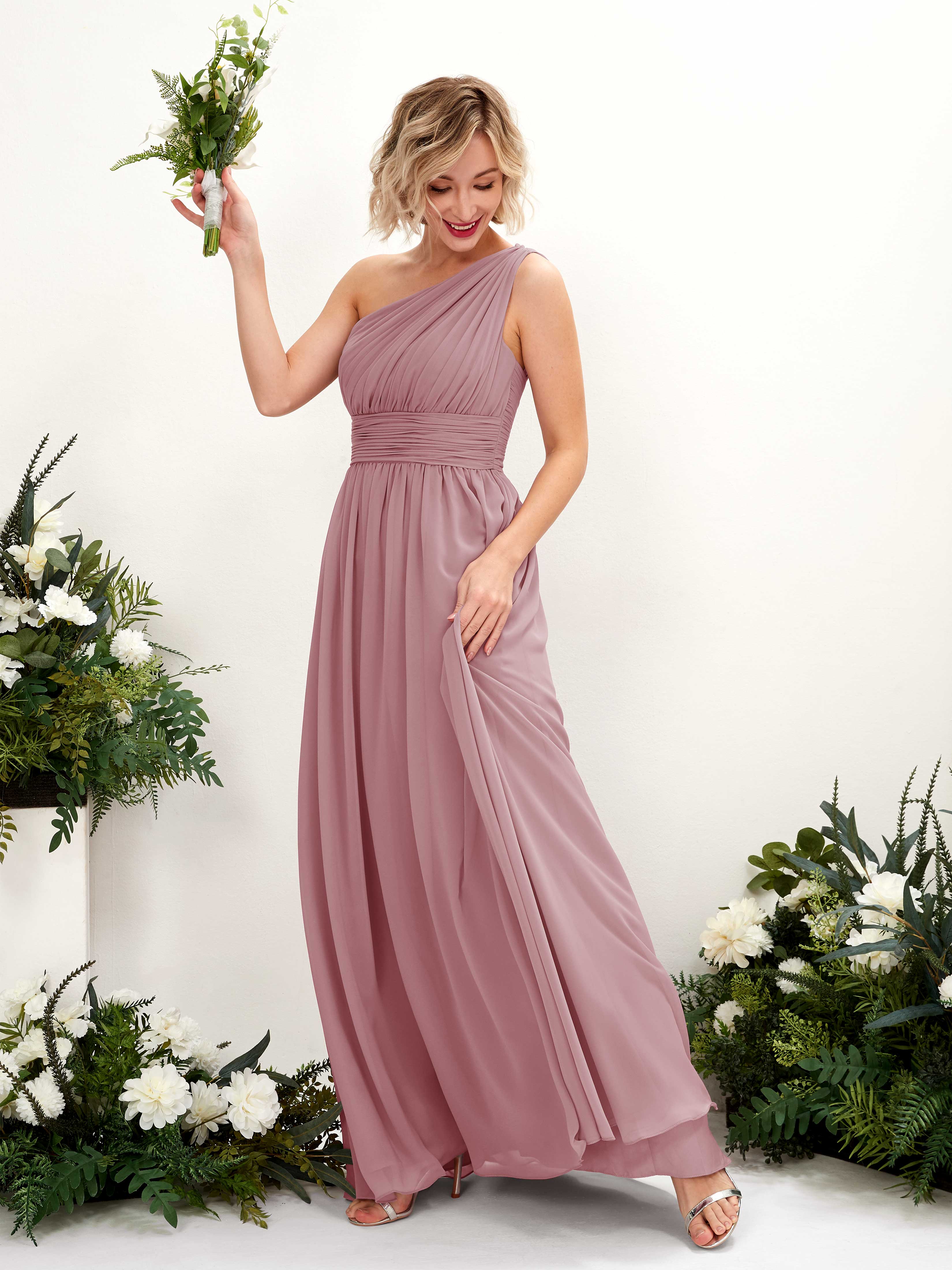 carlyna bridesmaid dresses Dusty Rose Satin Halter Bridesmaid Dress A-Line Floor-Length
