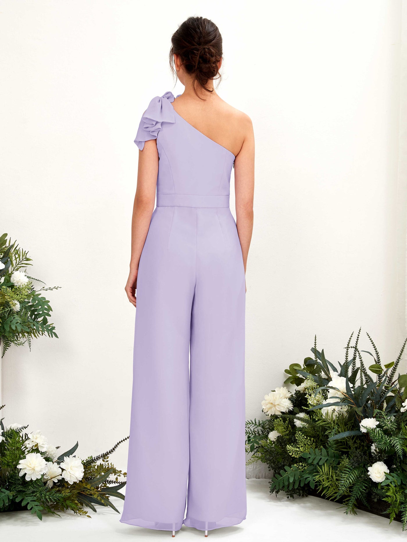 Lilac Bridesmaid Dresses Bridesmaid Dress Chiffon One Shoulder Full Length Sleeveless Wedding Party Dress (81220814)#color_lilac