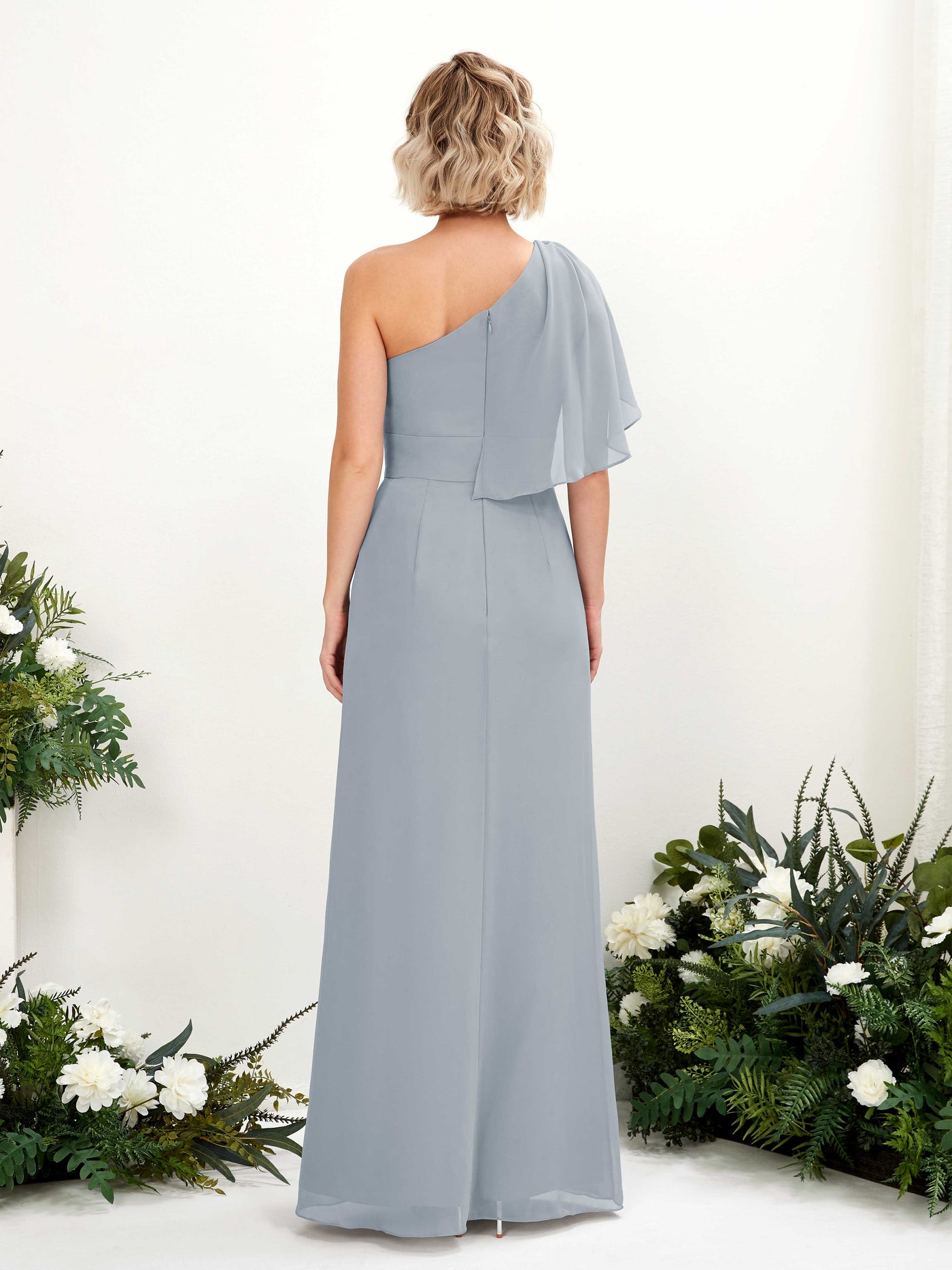 Dusty Blue-Upgrade Bridesmaid Dresses Bridesmaid Dress Ball Gown Chiffon Full Length Short Sleeves Wedding Party Dress (81223704)#color_dusty-blue-upgrade