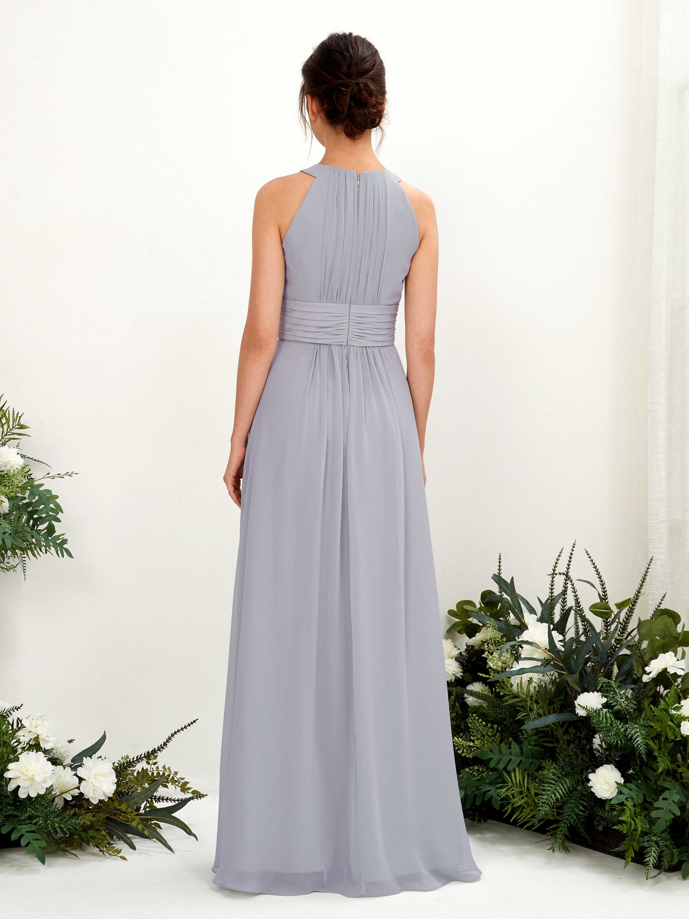 Dusty Lavender Bridesmaid Dresses Bridesmaid Dress A-line Chiffon Halter Full Length Sleeveless Wedding Party Dress (81221503)#color_dusty-lavender
