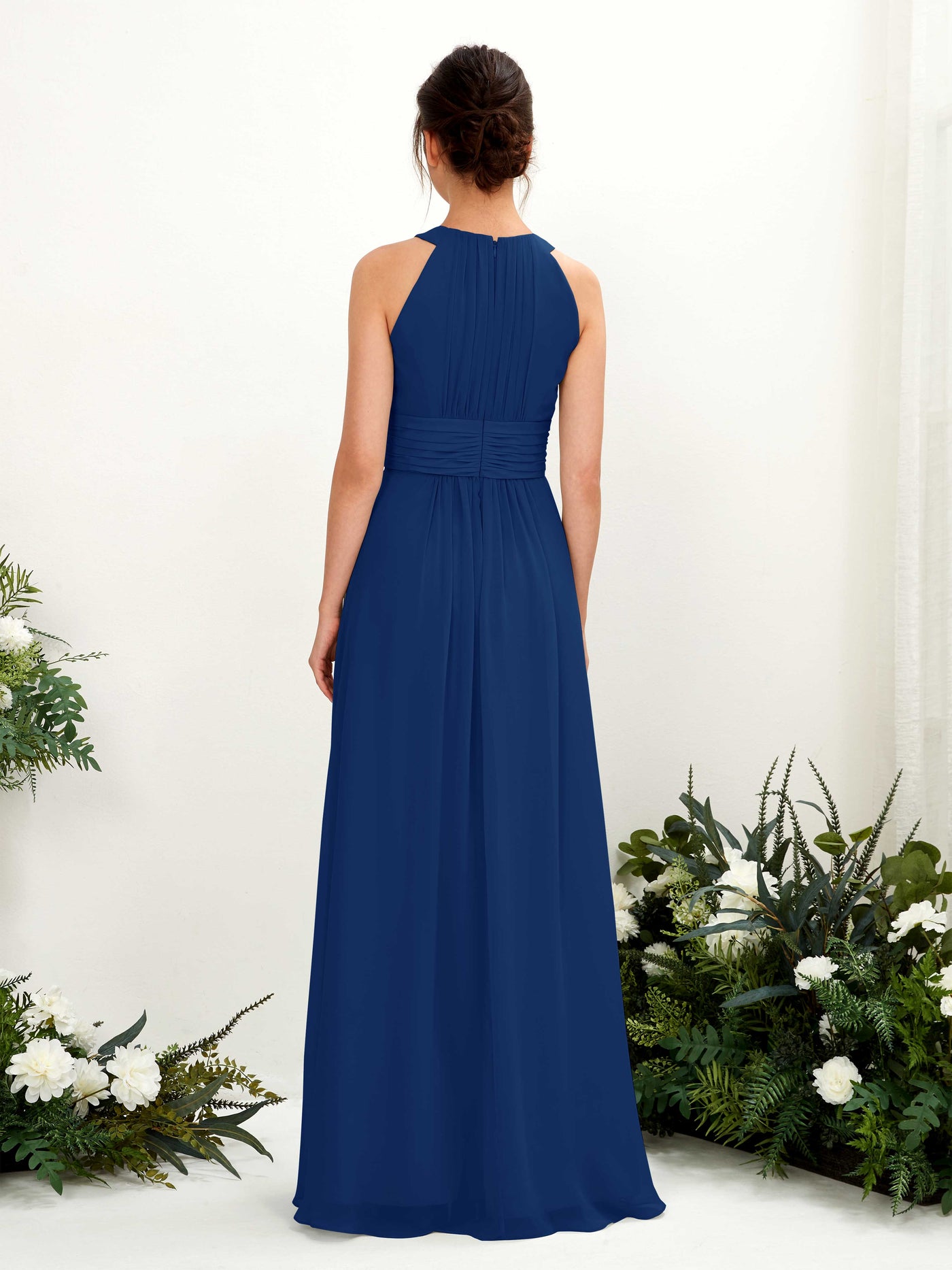 Royal Blue Bridesmaid Dresses Bridesmaid Dress A-line Chiffon Halter Full Length Sleeveless Wedding Party Dress (81221537)#color_royal-blue
