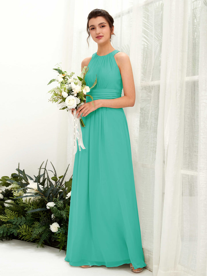 Tiffany Bridesmaid Dresses Bridesmaid Dress A-line Chiffon Halter Full Length Sleeveless Wedding Party Dress (81221532)