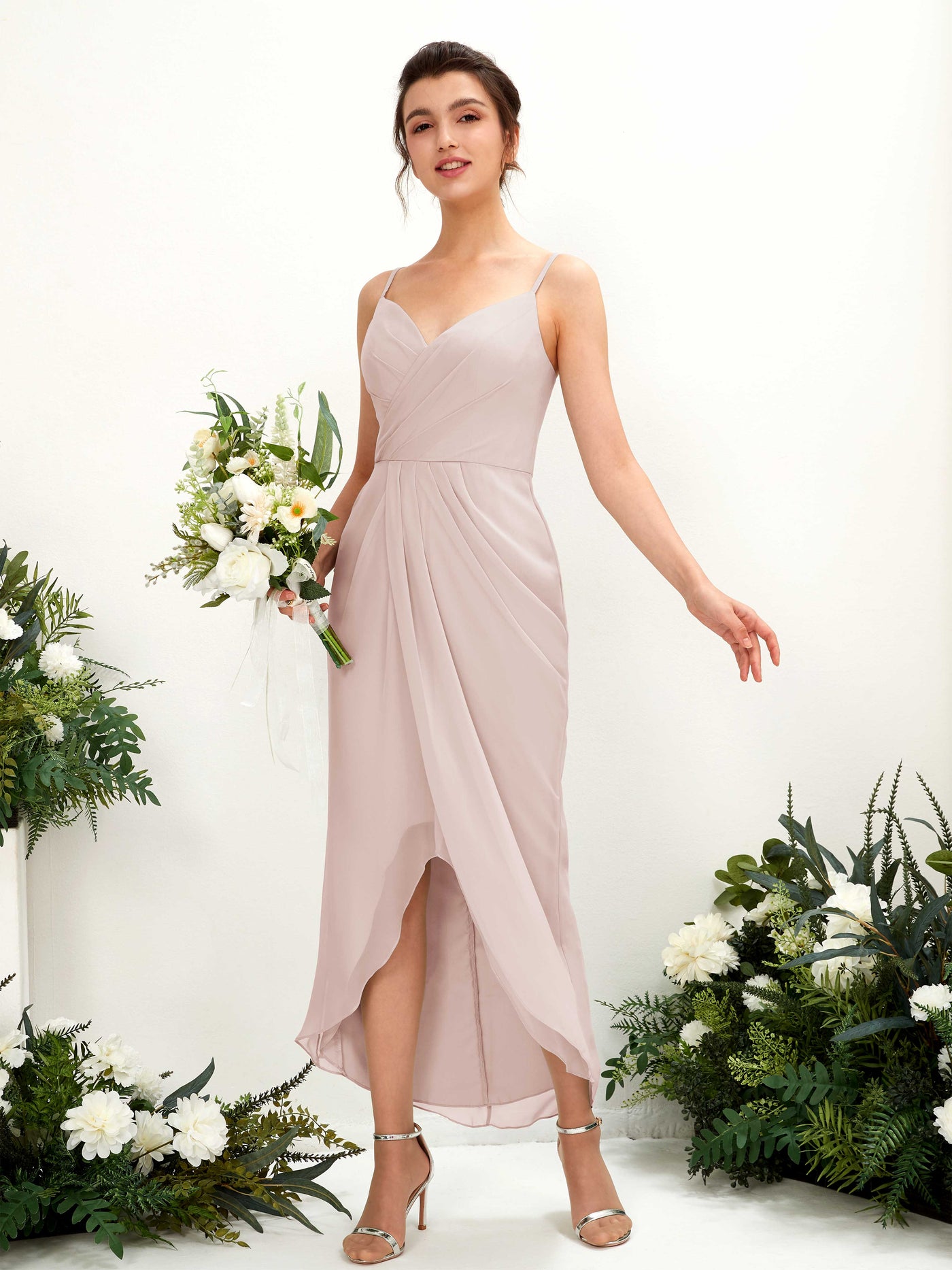 Biscotti Bridesmaid Dresses Bridesmaid Dress Chiffon Spaghetti-straps Tea Length Sleeveless Wedding Party Dress (81221335)#color_biscotti