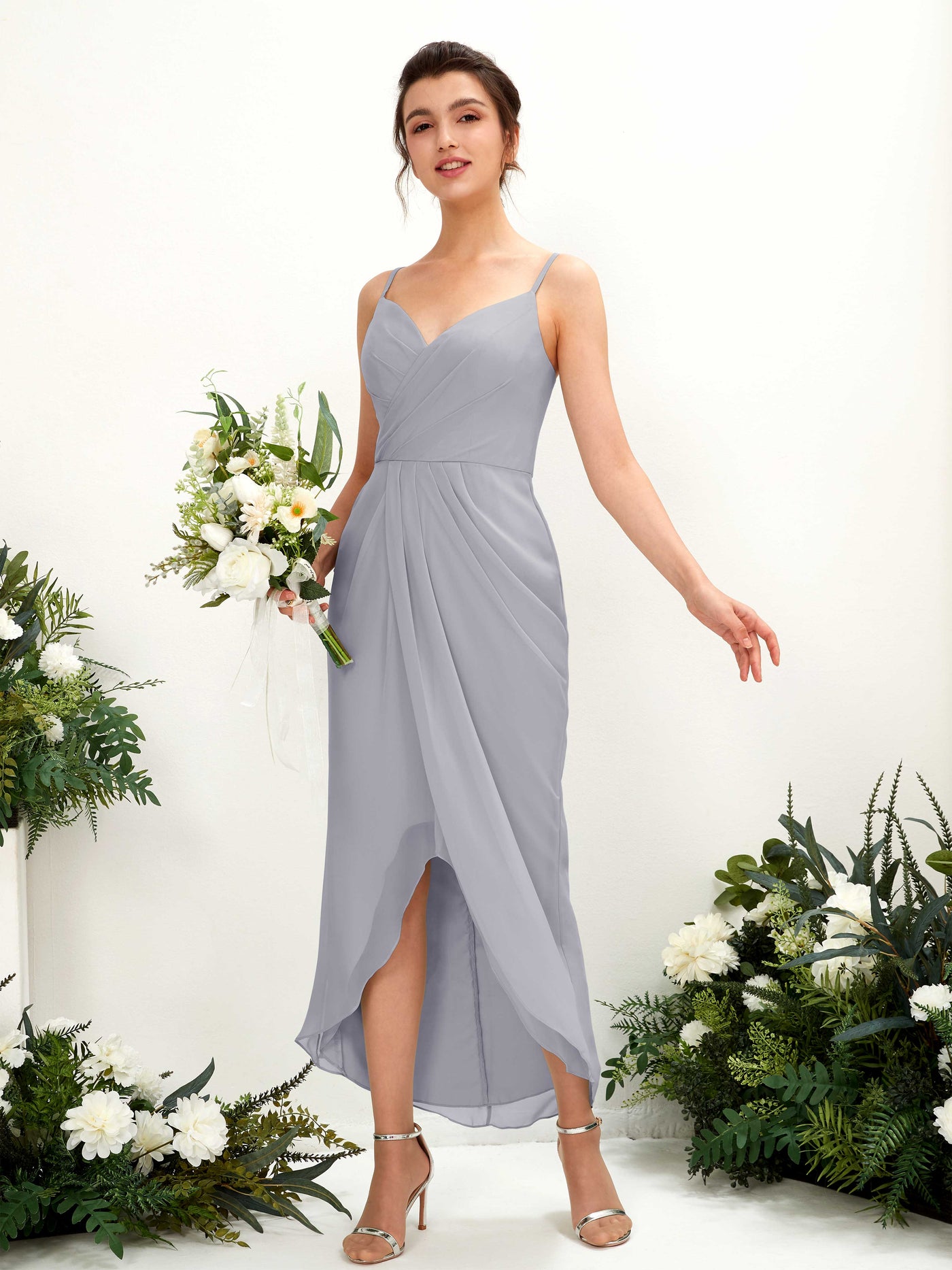 Dusty Lavender Bridesmaid Dresses Bridesmaid Dress Chiffon Spaghetti-straps Tea Length Sleeveless Wedding Party Dress (81221303)#color_dusty-lavender