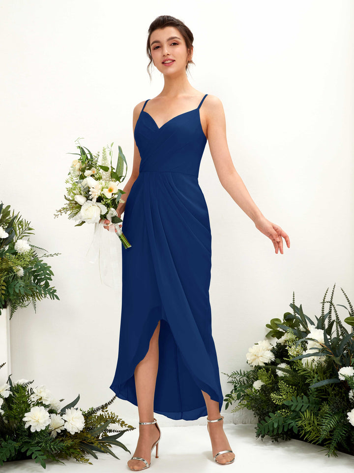 Royal Blue Bridesmaid Dresses Bridesmaid Dress Chiffon Spaghetti-straps Tea Length Sleeveless Wedding Party Dress (81221337)