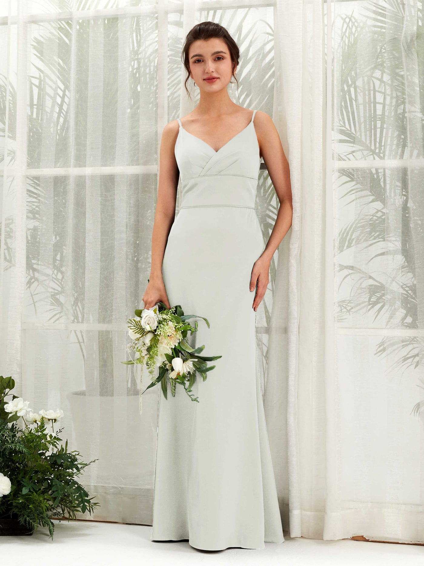 Spaghetti-straps Sweetheart Sleeveless Satin Bridesmaid Dress - Ivory (80223376)#color_ivory