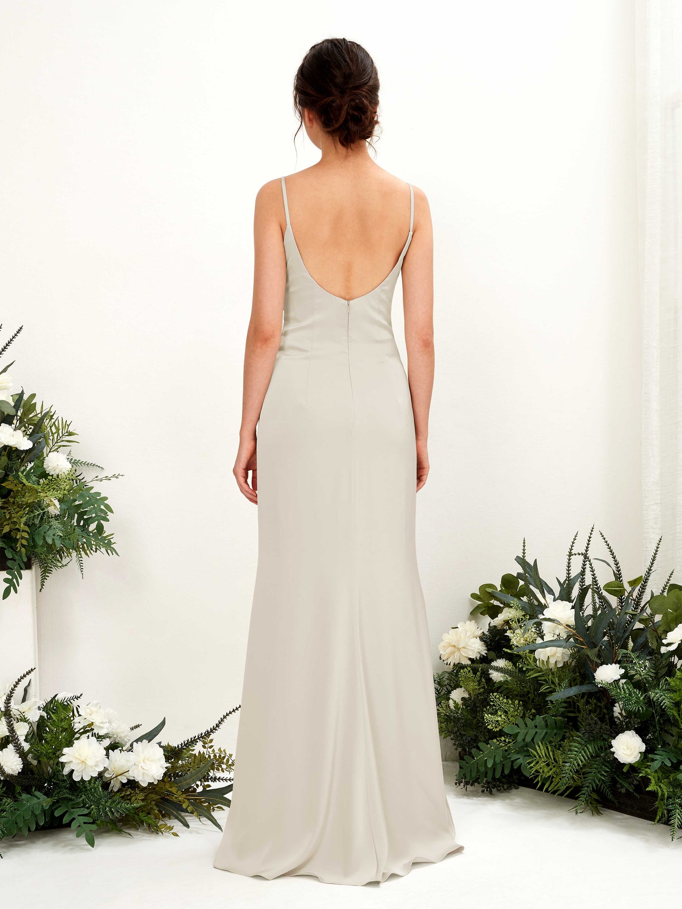 Open back Straps Sleeveless Satin Bridesmaid Dress - Champagne (80221704)#color_champagne