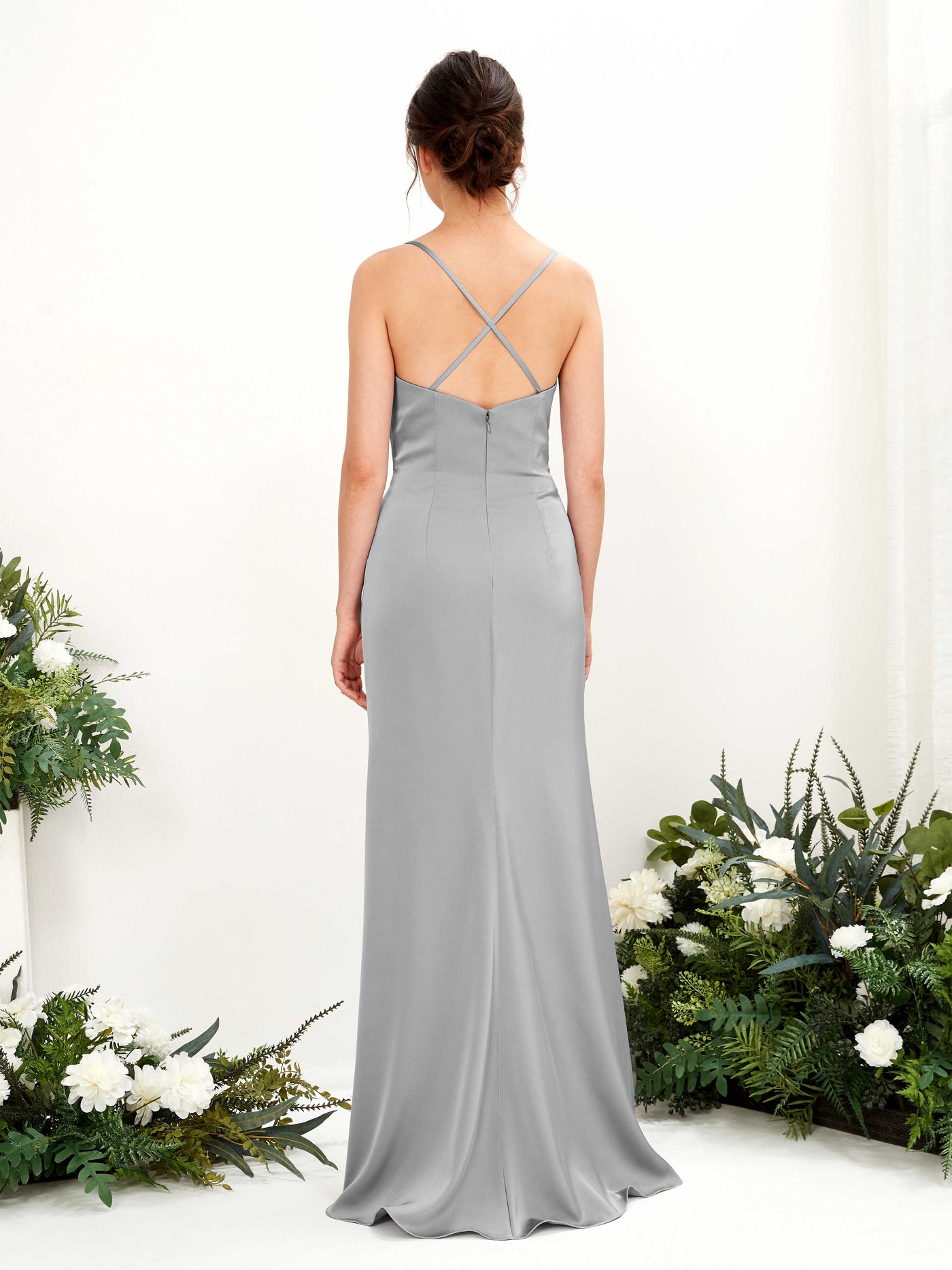 Sexy Slit Straps Sleeveless Satin Bridesmaid Dress - Dove (80222411)#color_dove