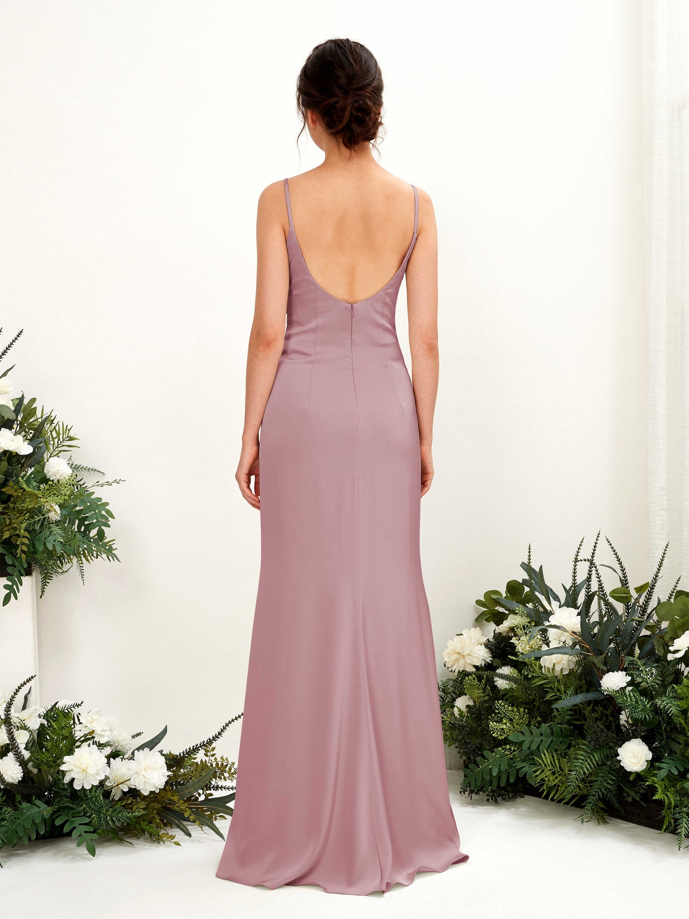 Open back Straps Sleeveless Satin Bridesmaid Dress - Rose Quartz (80221766)#color_rose-quartz
