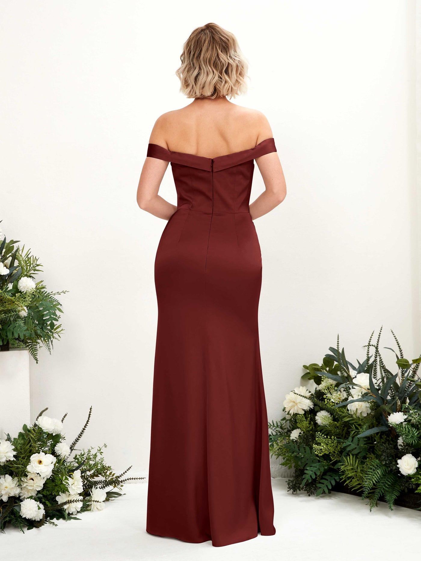 Sexy Slit Off Shoulder Sweetheart Satin Bridesmaid Dress - Burgundy (80223868)#color_burgundy