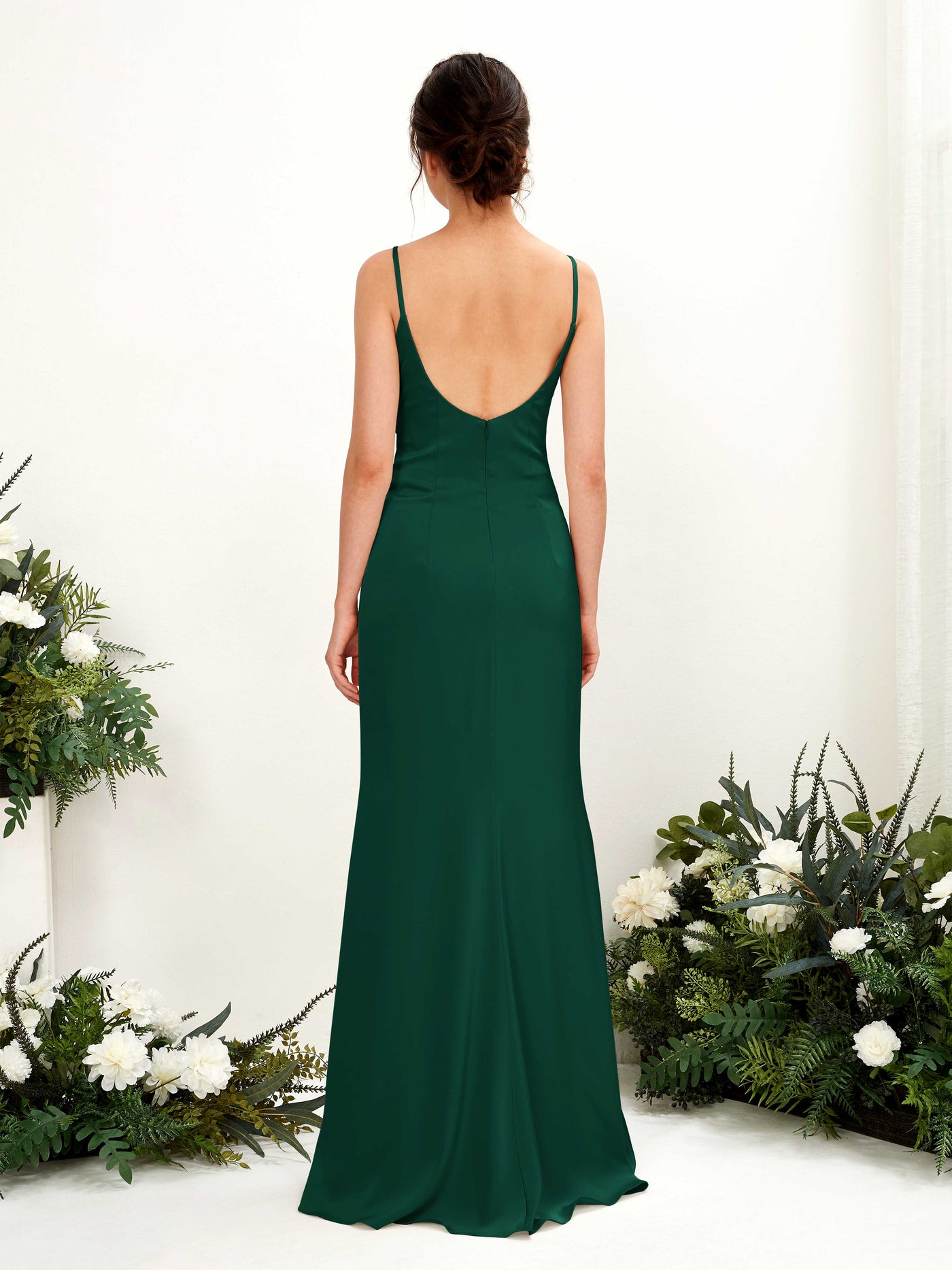 Open back Straps Sleeveless Satin Bridesmaid Dress - Hunter Green (80221729)#color_hunter-green